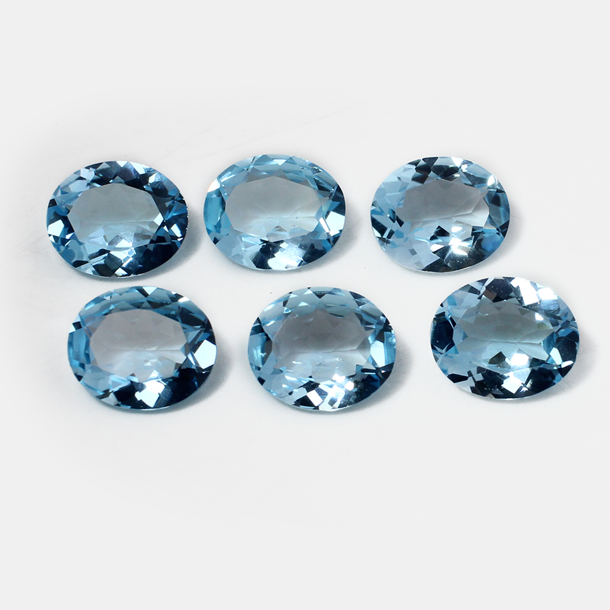 6 Pcs Natural Sky Blue Topaz 12x10mm Oval Cut 3250 Cts