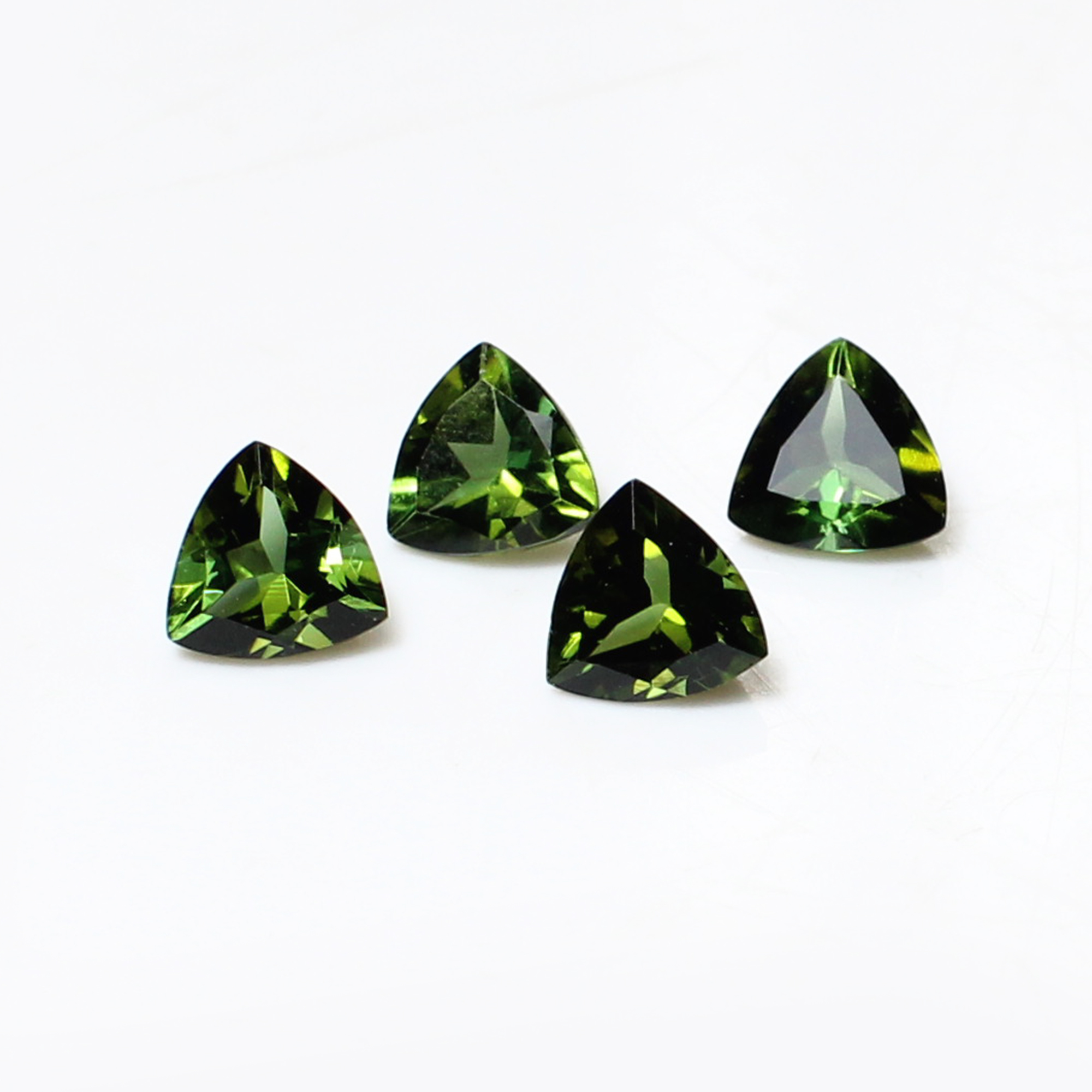 4 Pcs Natural Green Tourmaline 5x5mm Trillion Cut 190 Cts