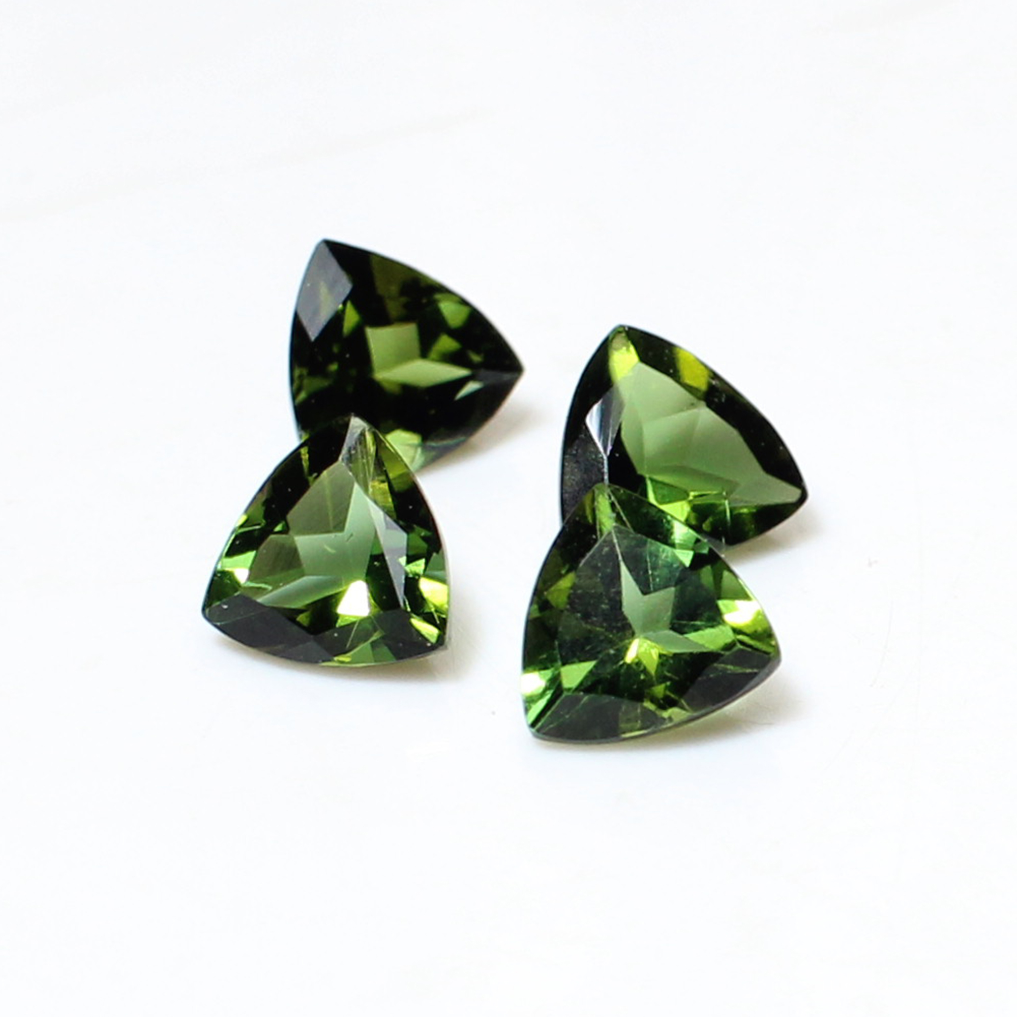 4 Pcs Natural Green Tourmaline 5x5mm Trillion Cut 190 Cts