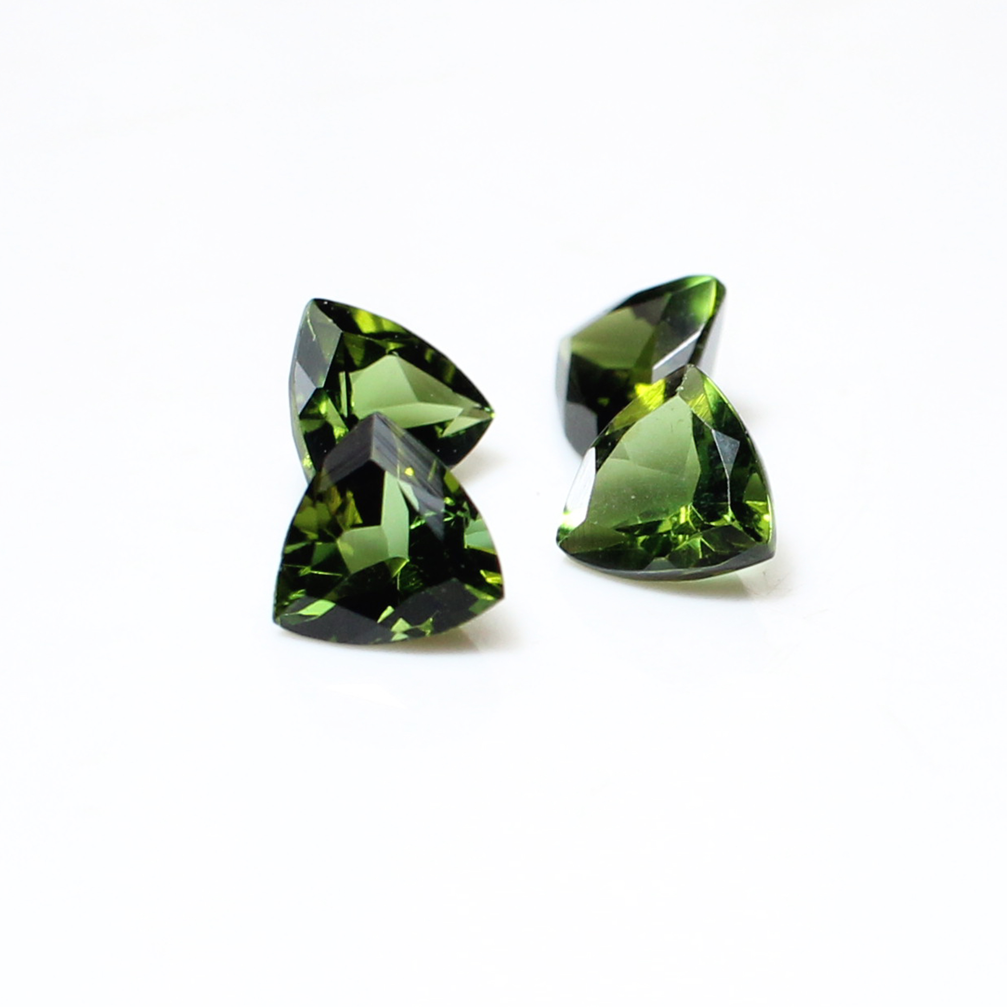 4 Pcs Natural Green Tourmaline 5x5mm Trillion Cut 190 Cts