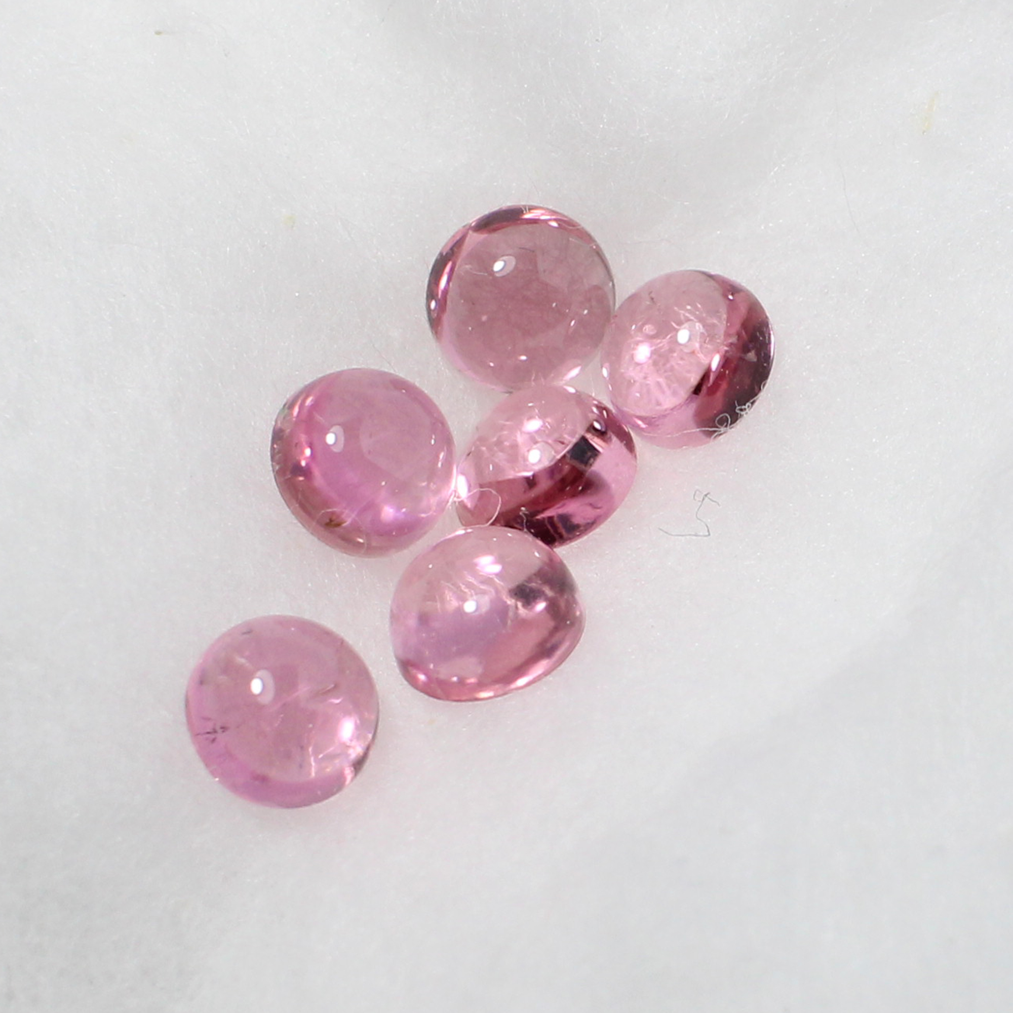 6 Pcs Natural Pink Tourmaline 5mm Round Cabochon 350 Cts