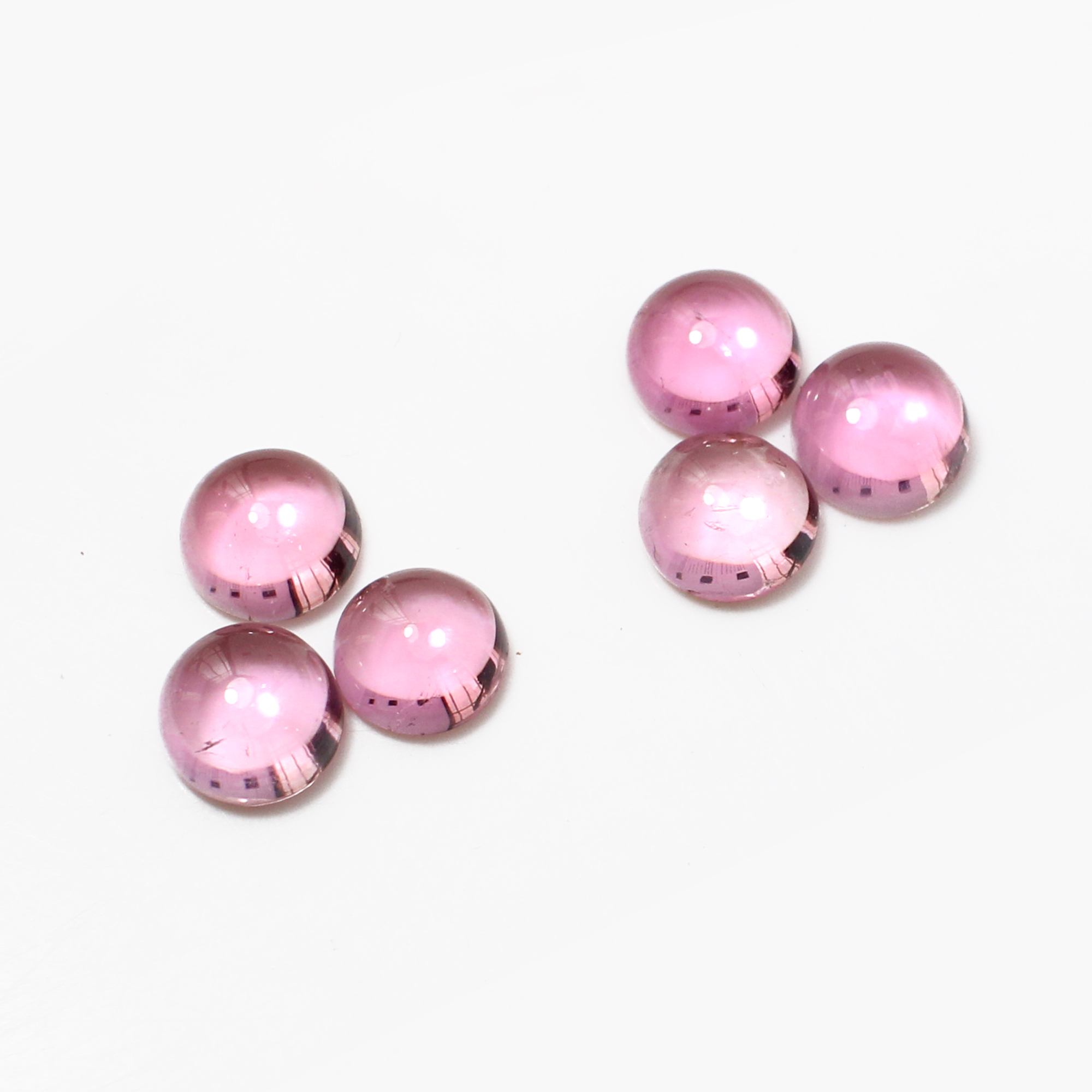 6 Pcs Natural Pink Tourmaline 5mm Round Cabochon 350 Cts