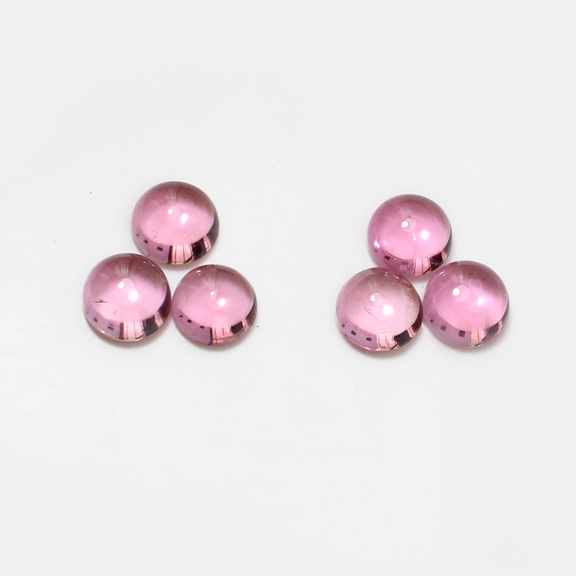 6 Pcs Natural Pink Tourmaline 5mm Round Cabochon 350 Cts