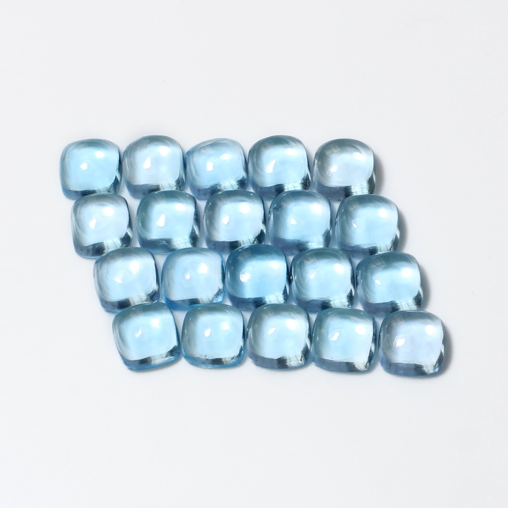 20 Pcs Natural Swiss Blue Topaz 5x5mm Cushion Cabochon 1770 Cts Wholesale Lots