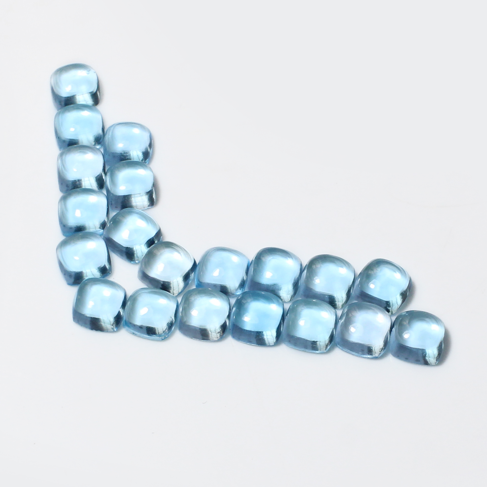 20 Pcs Natural Swiss Blue Topaz 5x5mm Cushion Cabochon 1770 Cts Wholesale Lots