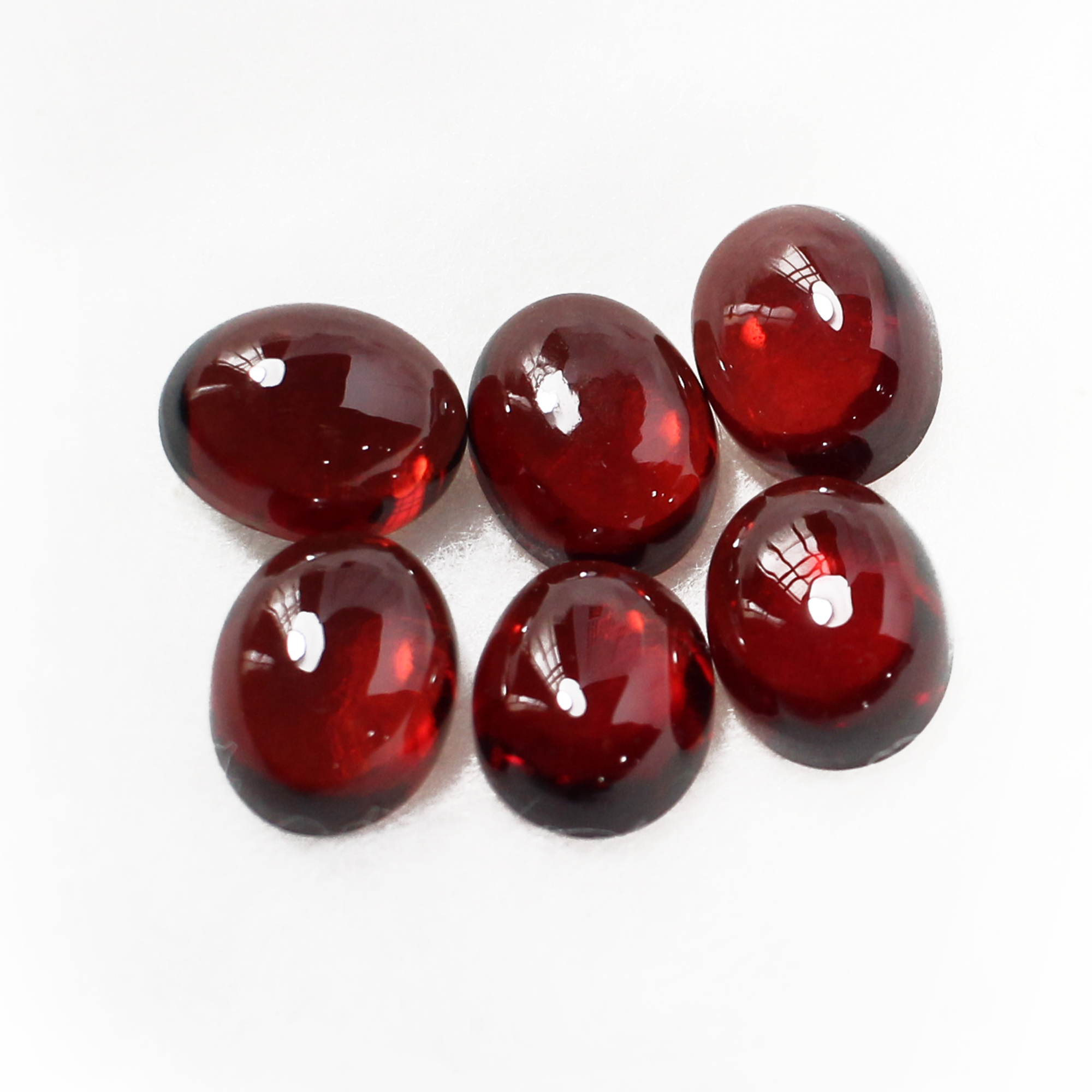 6 Pcs Natural Garnet 9x7mm Oval Cabochon 1750 Cts