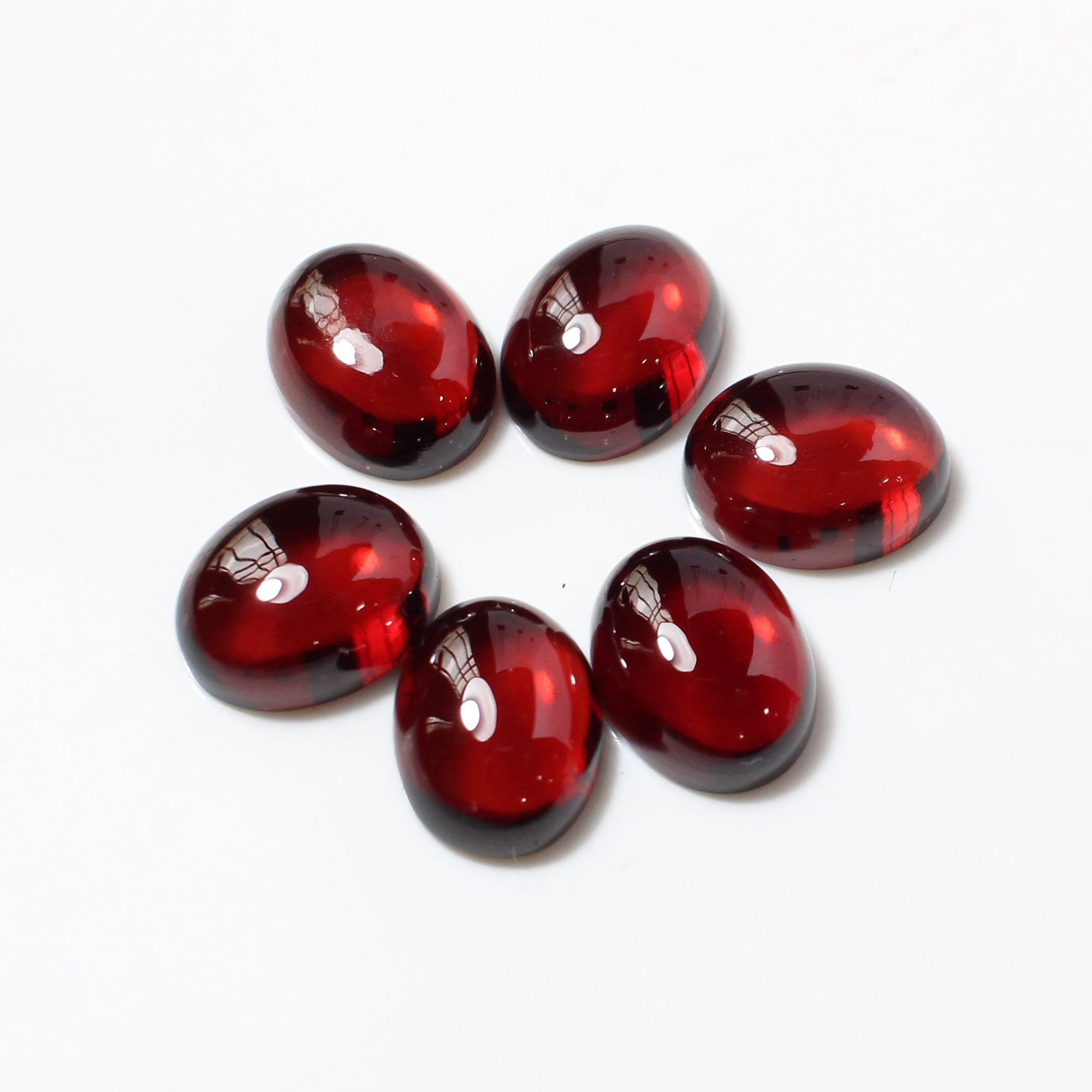 6 Pcs Natural Garnet 9x7mm Oval Cabochon 1750 Cts