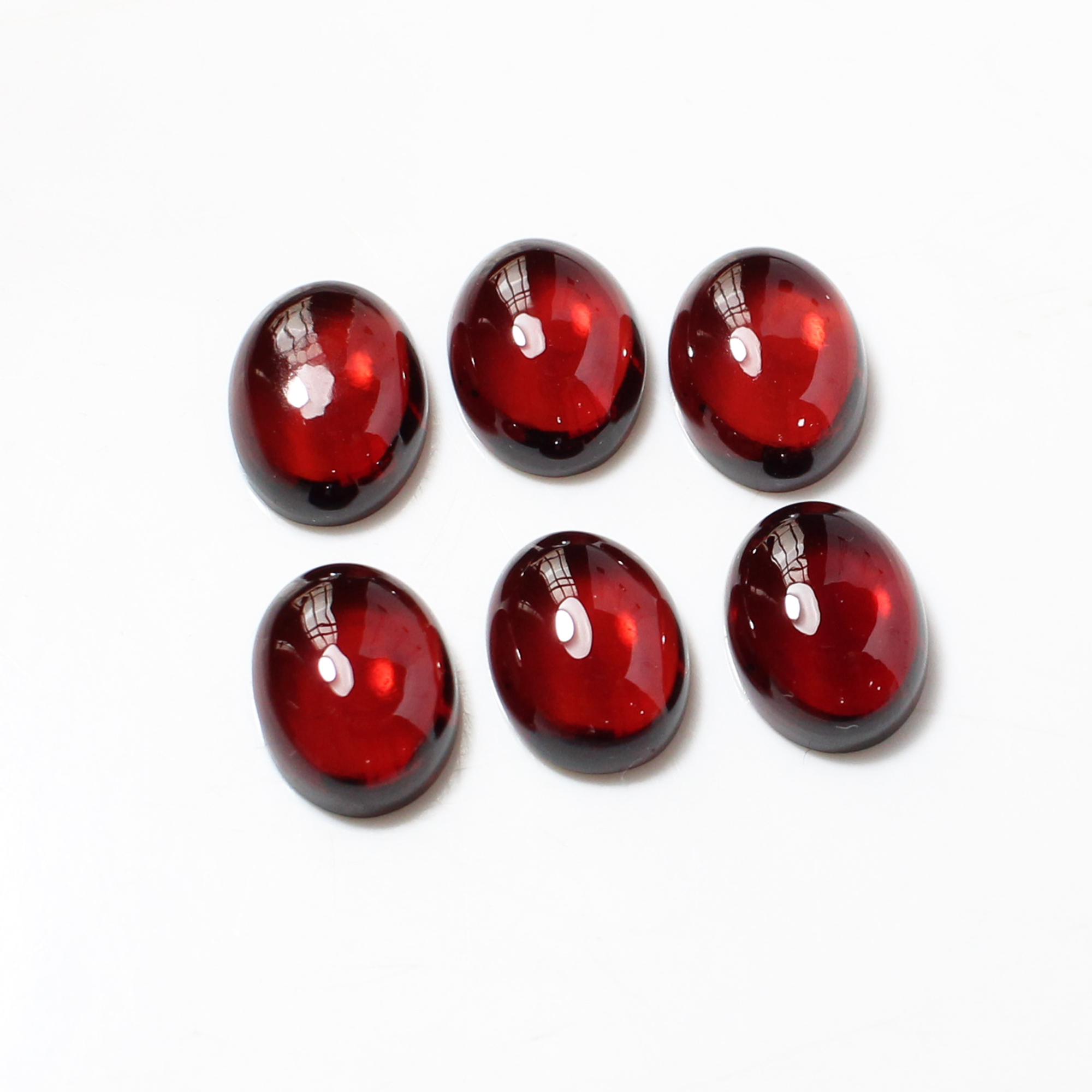 6 Pcs Natural Garnet 9x7mm Oval Cabochon 1750 Cts