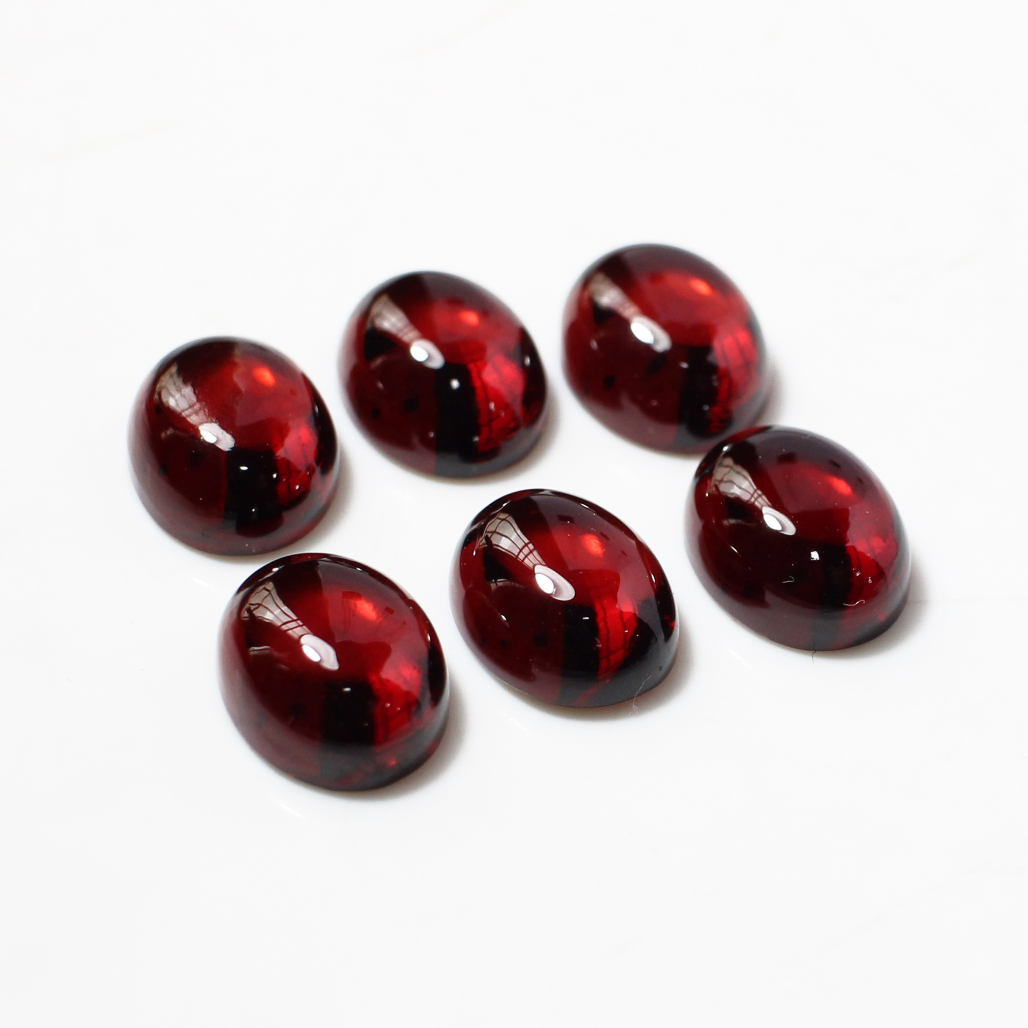 6 Pcs Natural Garnet 9x7mm Oval Cabochon 1750 Cts