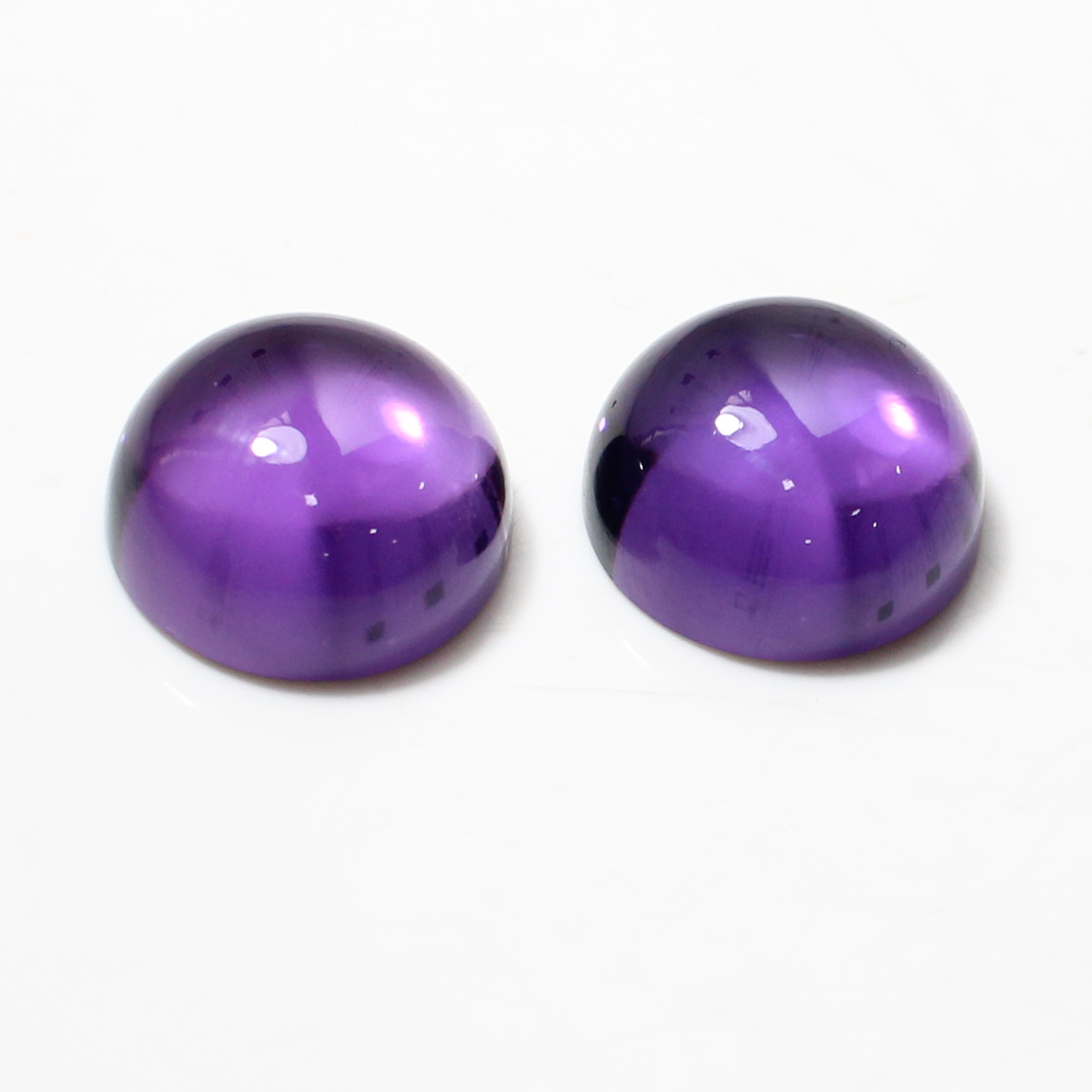 1 Pair Natural African Amethyst 12mm Round Cabochon 1415 Cts