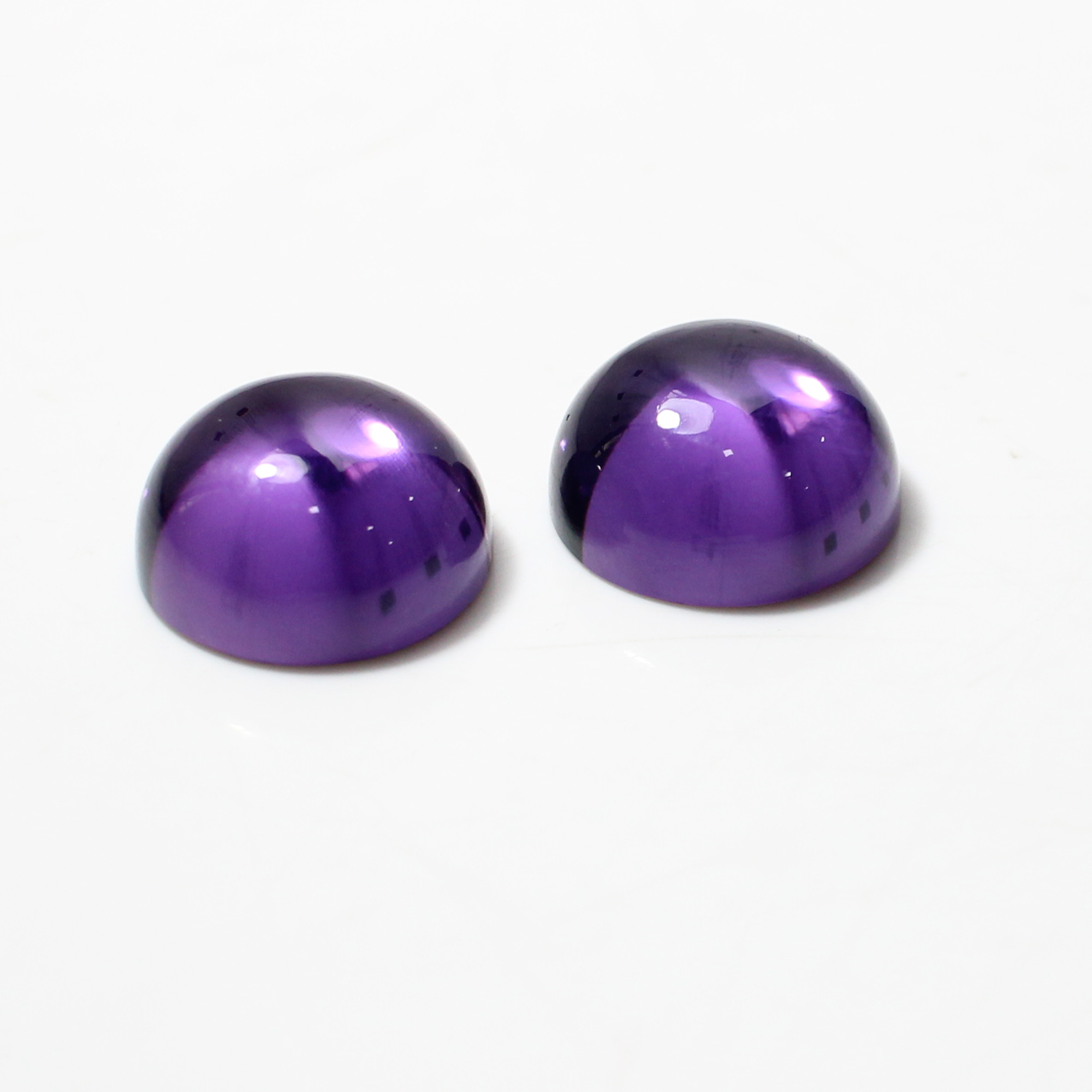 1 Pair Natural African Amethyst 12mm Round Cabochon 1415 Cts