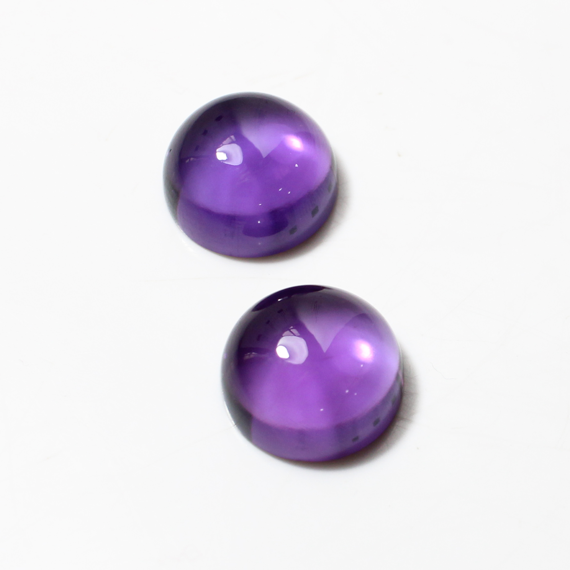 1 Pair Natural African Amethyst 12mm Round Cabochon 1415 Cts