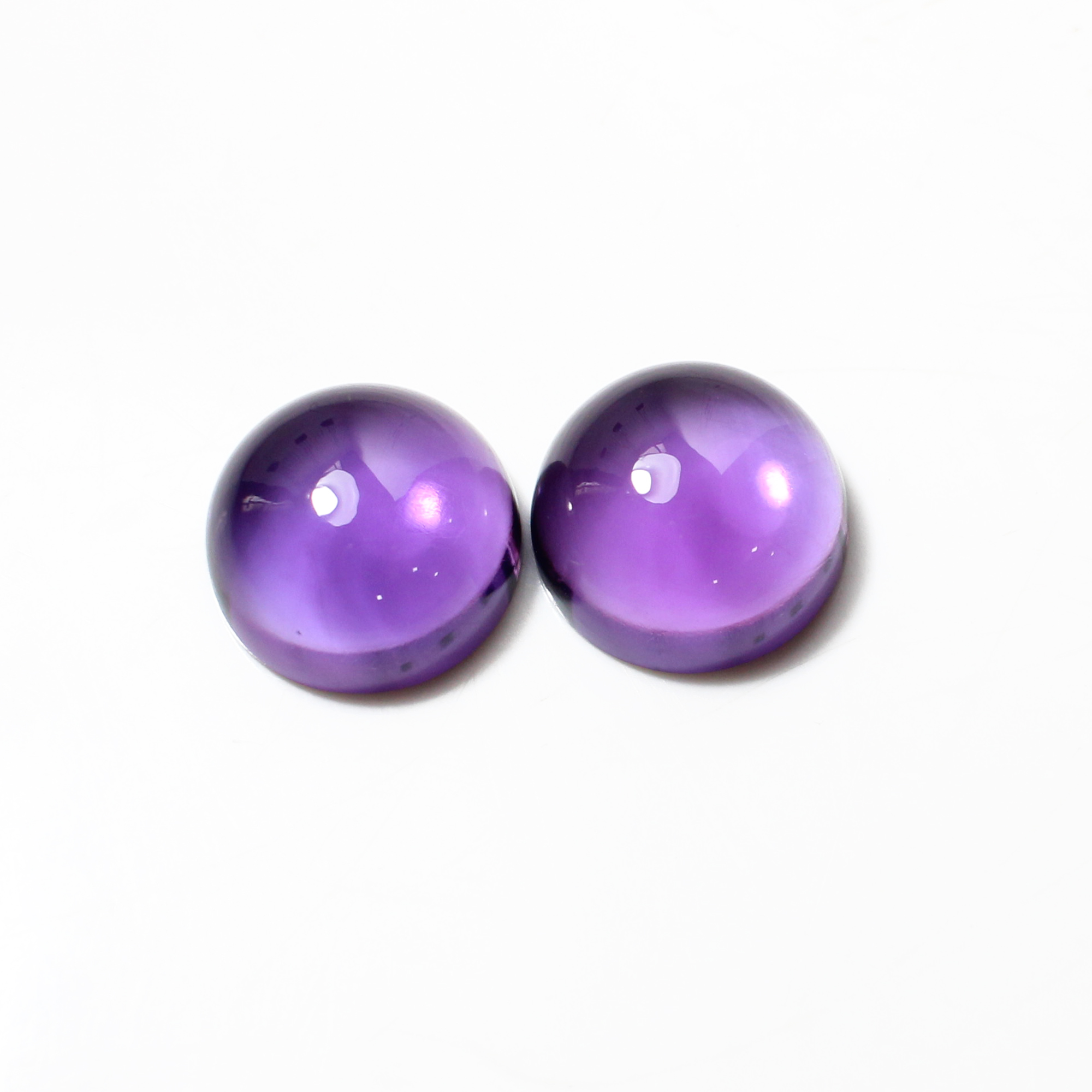1 Pair Natural African Amethyst 12mm Round Cabochon 1415 Cts