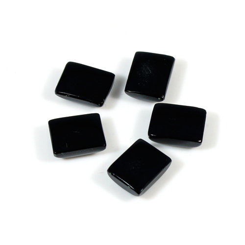 Natural Black Onyx Rectangle Cabochon 9x7mm 124 Cts 5 Pcs Loose Gemstone