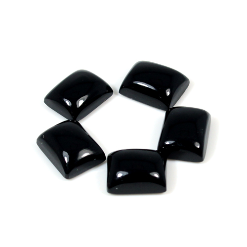 Natural Black Onyx Rectangle Cabochon 9x7mm 124 Cts 5 Pcs Loose Gemstone