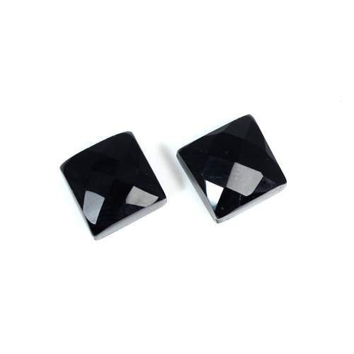 Natural Black Onyx Square Checkerboard 2 Pcs 10x10mm 112 Cts Loose Gemstone