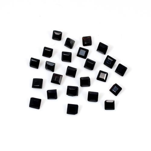 Natural Black Onyx Square Cut 25 Pcs Lot 3x3mm 36 Cts Loose Gemstone