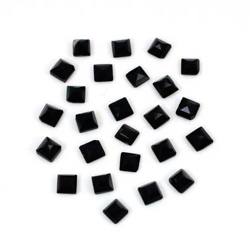 Natural Black Onyx Square Cut 25 Pcs Lot 3x3mm 36 Cts Loose Gemstone