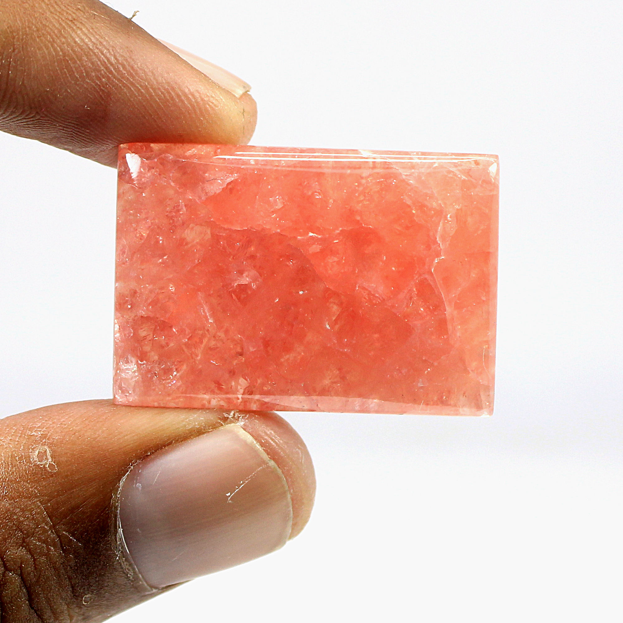Natural Fiery Pink Rose Rhodochrosite 31x22mm Rectangle Cabochon 5230 Cts