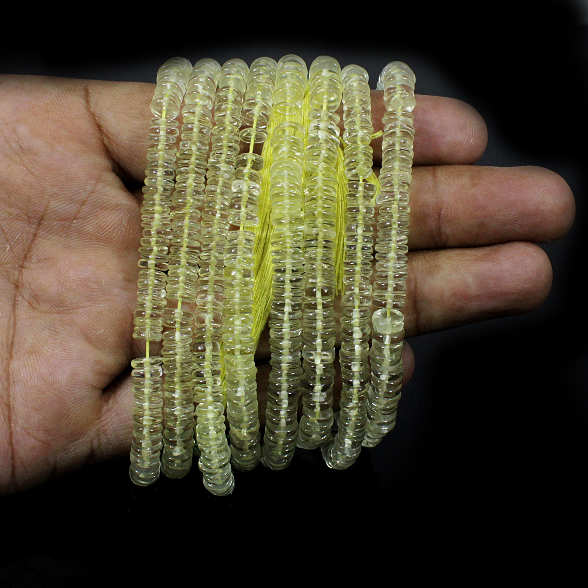 Natural Lemon Quartz 6mm Heishi Flat Beads 16 Inch Strand