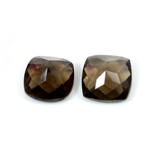 Natural Smoky Quartz Cushion Checker 12x12mm 126 Cts 1 Pair Loose Gemstone