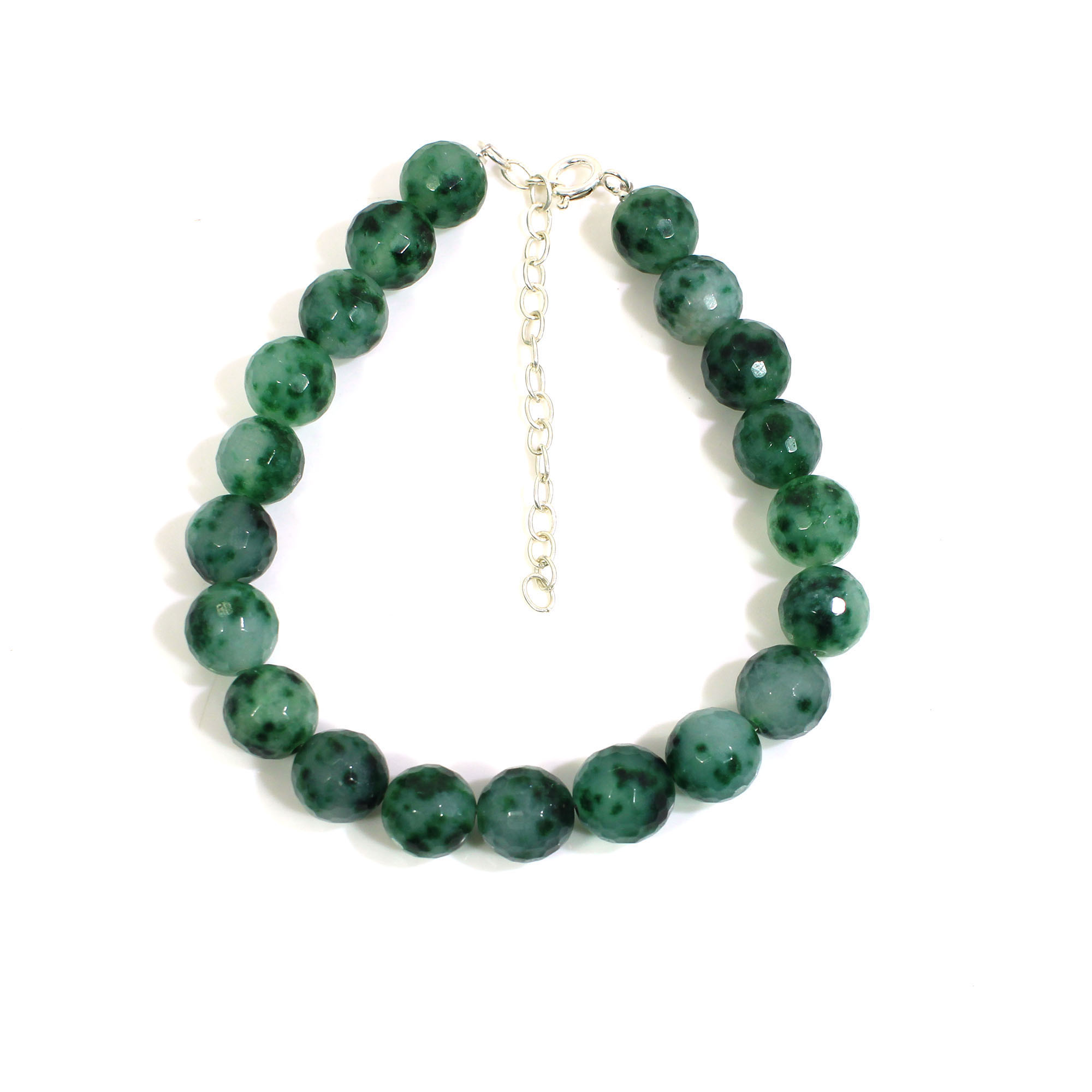 Natural Moss Agate 10mm Round Football Cut Beads 8 Inch Strand