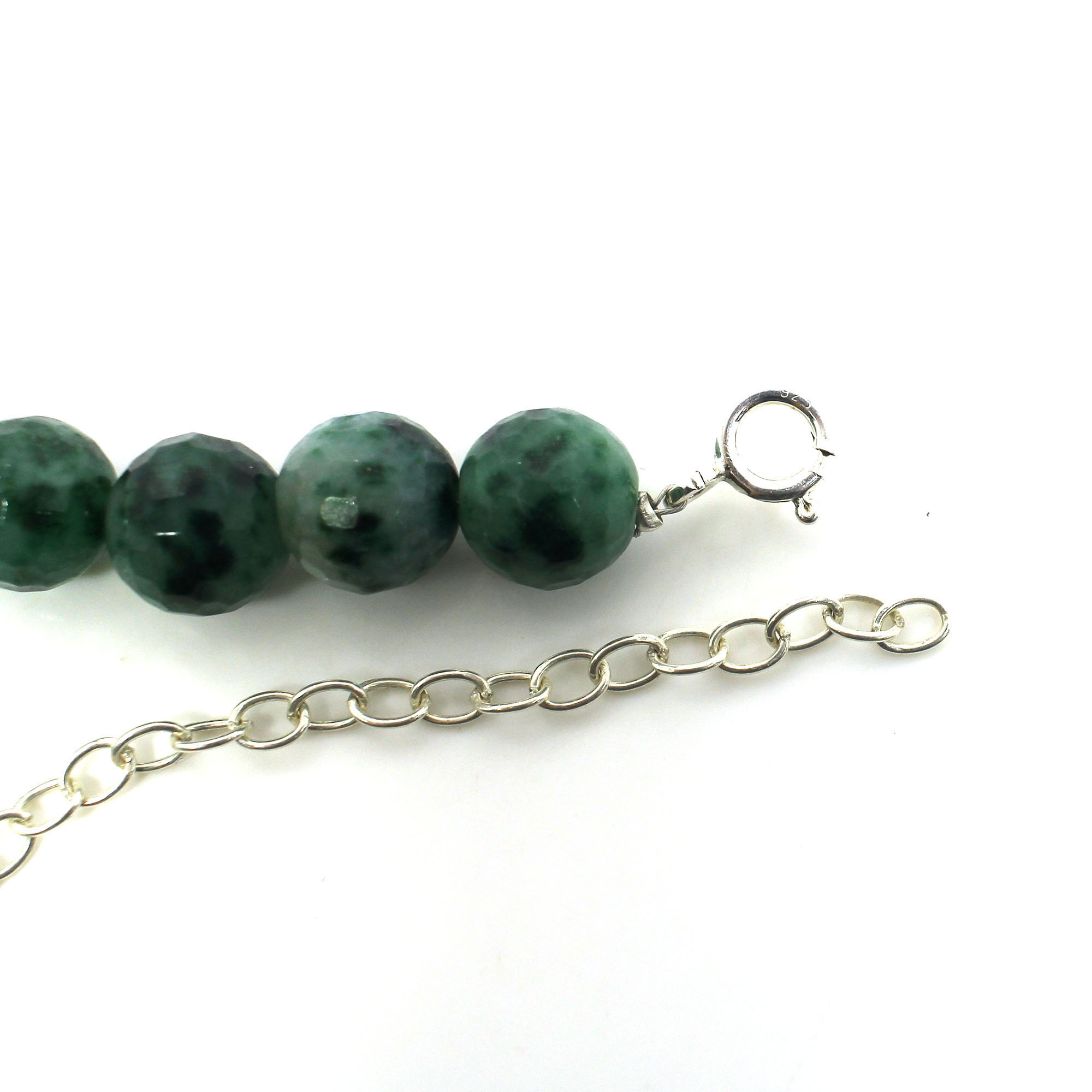 Natural Moss Agate 10mm Round Football Cut Beads 8 Inch Strand
