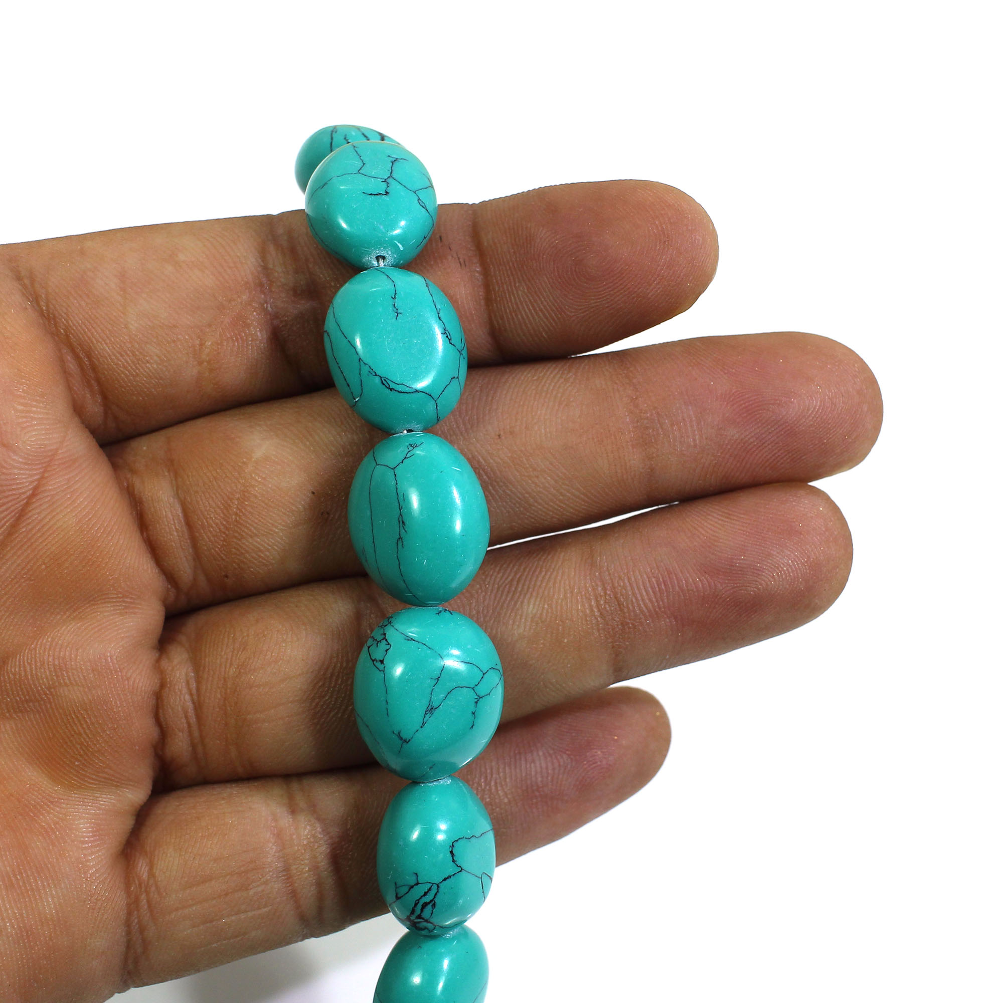 Synthetic Turquoise 16x14mm Tumble Beads 16 Inch Strand