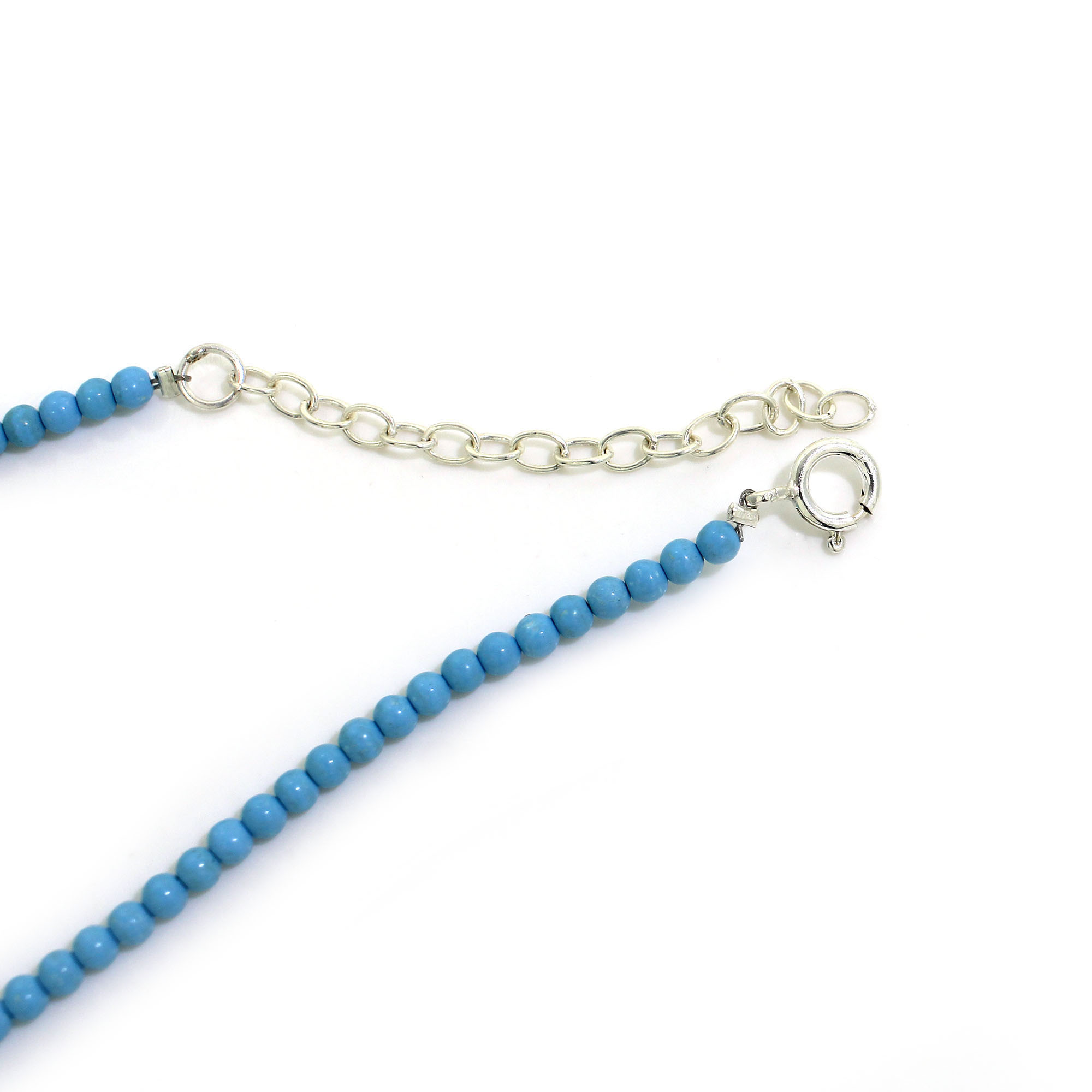 Synthetic Turquoise 3mm Round Cabochon Beads 8 Inch Strand