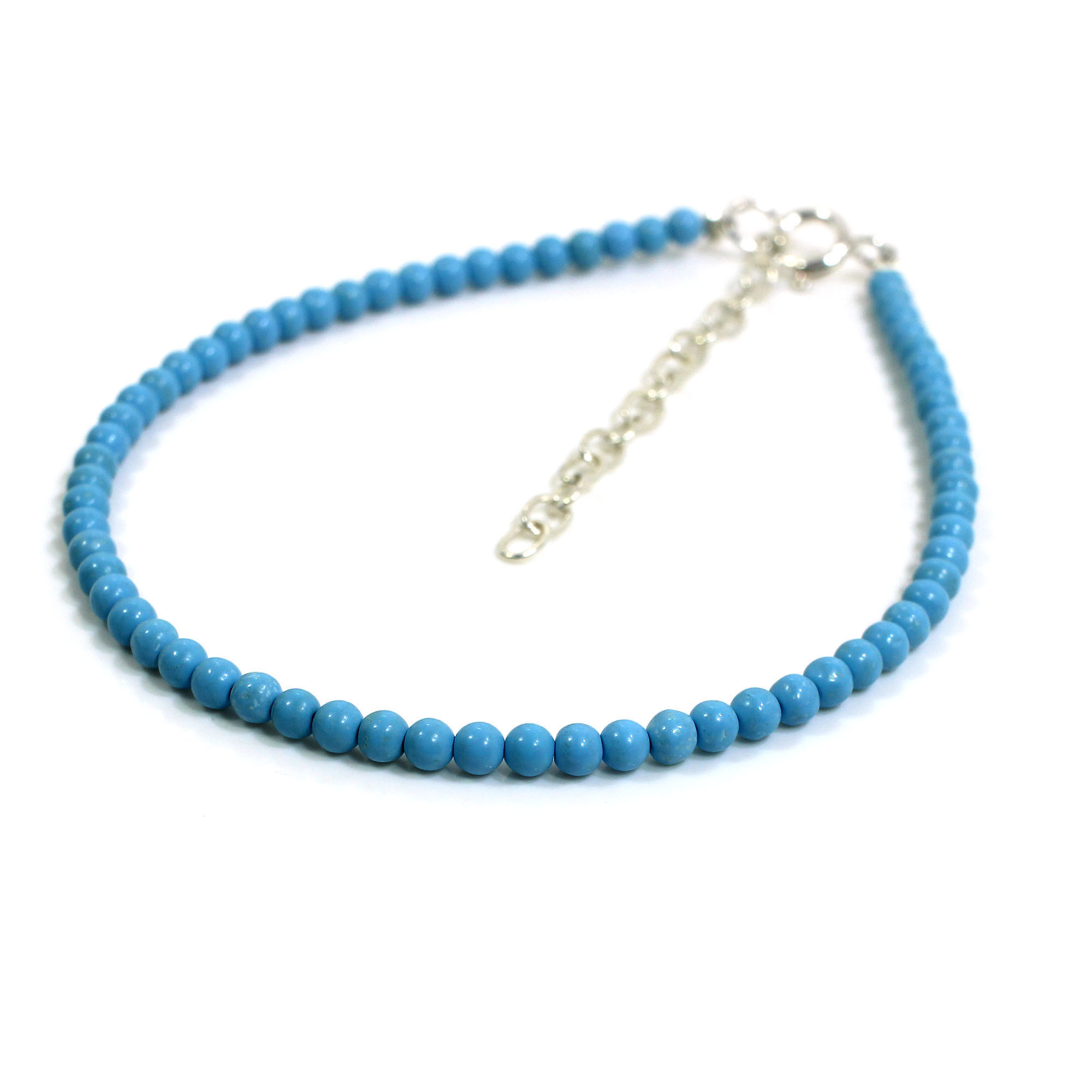 Synthetic Turquoise 3mm Round Cabochon Beads 8 Inch Strand