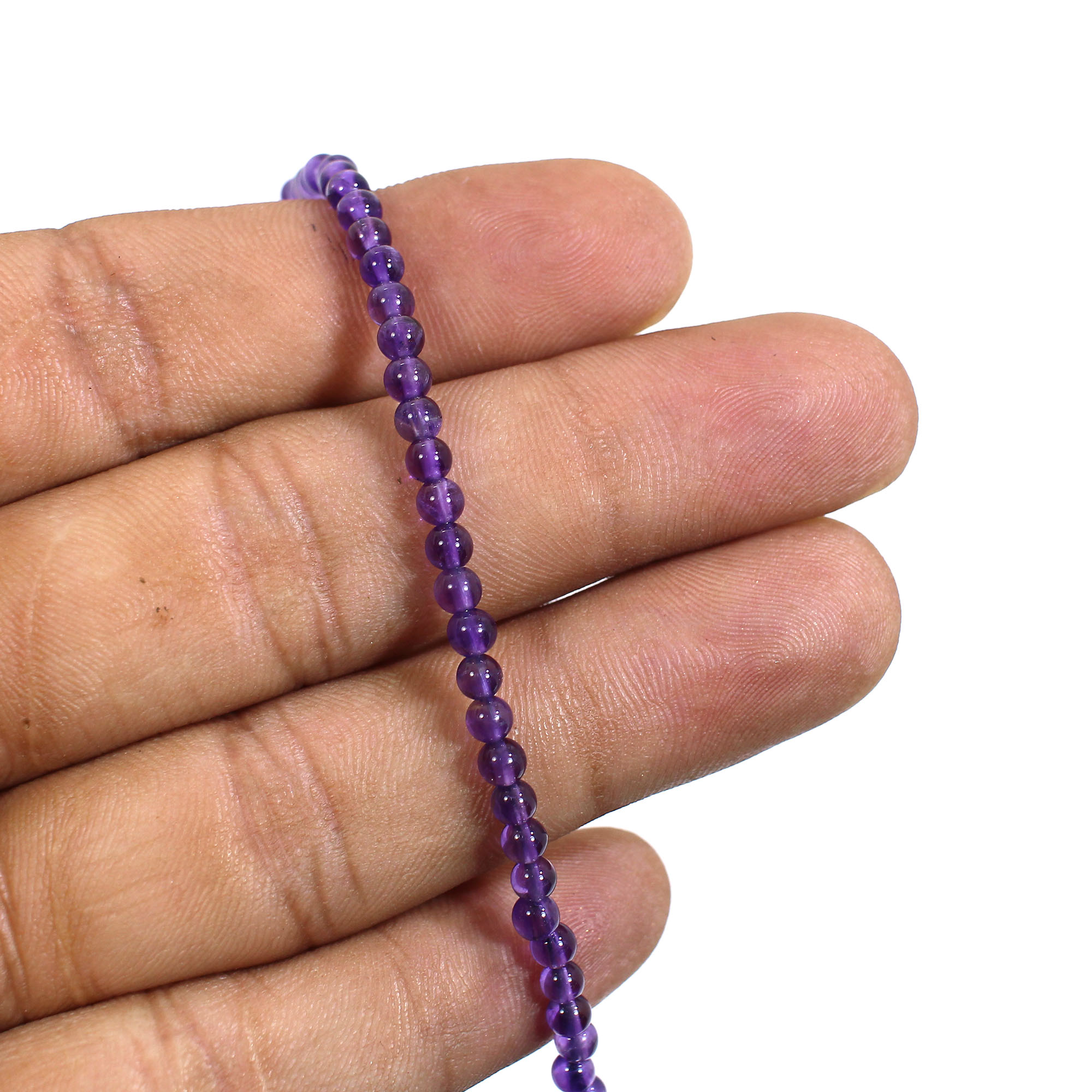Natural Purple Amethyst 3mm Round Cabochon Beads 8 Inch Strand
