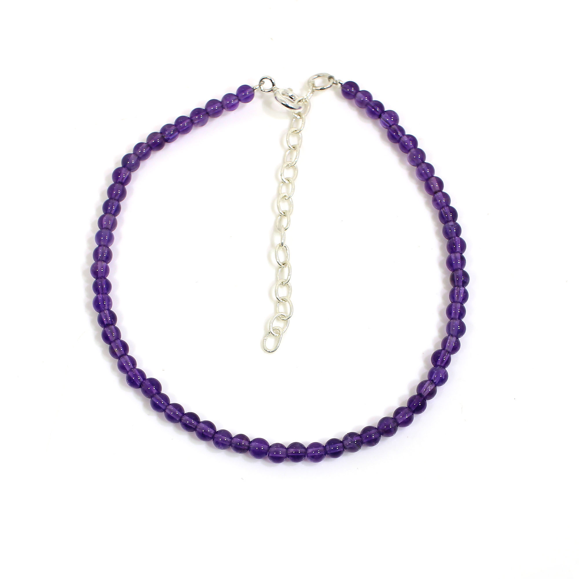Natural Purple Amethyst 3mm Round Cabochon Beads 8 Inch Strand