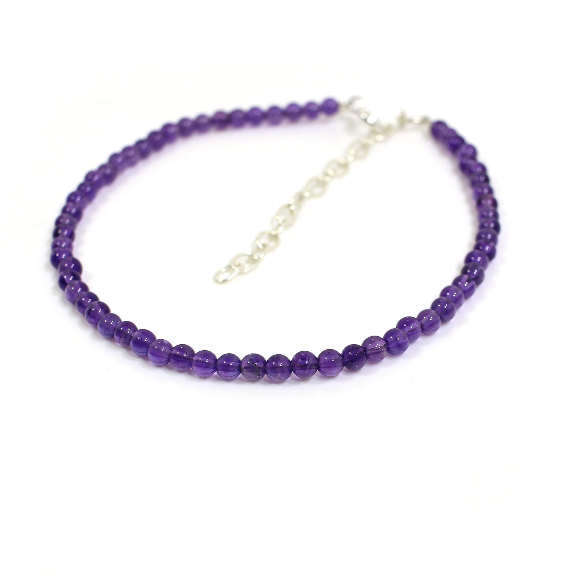 Natural Purple Amethyst 3mm Round Cabochon Beads 8 Inch Strand