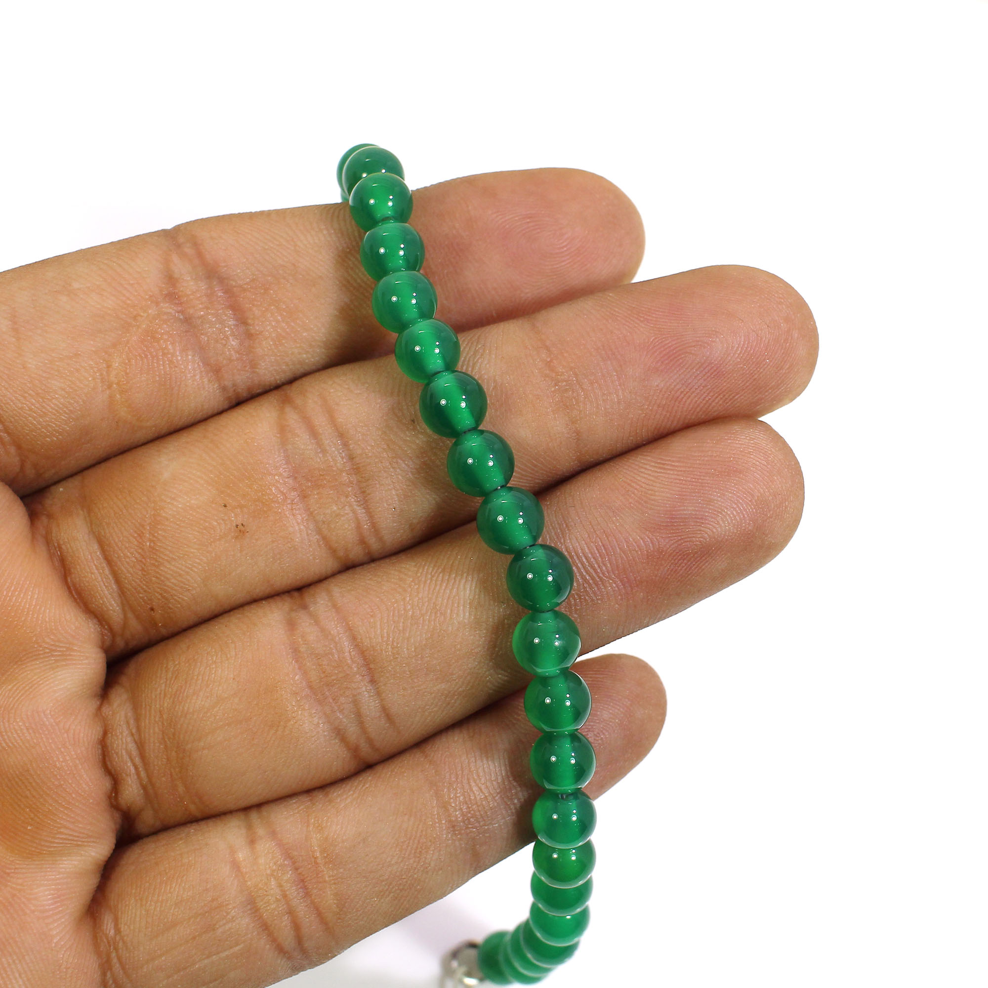 Green Onyx 6mm Round Cabochon Beads 8 Inch Strand