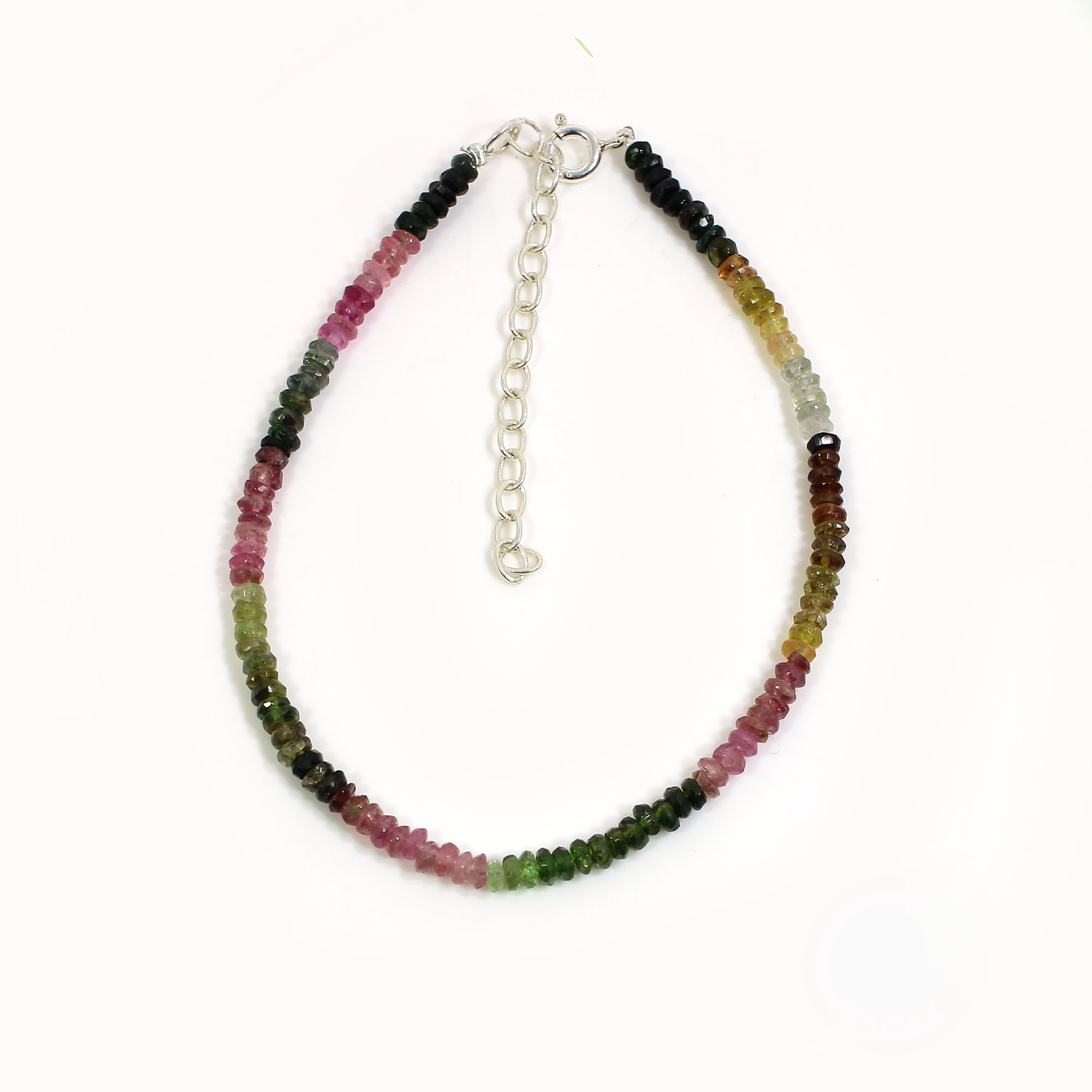 Natural Multi Tourmaline 3mm Roundel Faceted Beads 8 Inch Strand