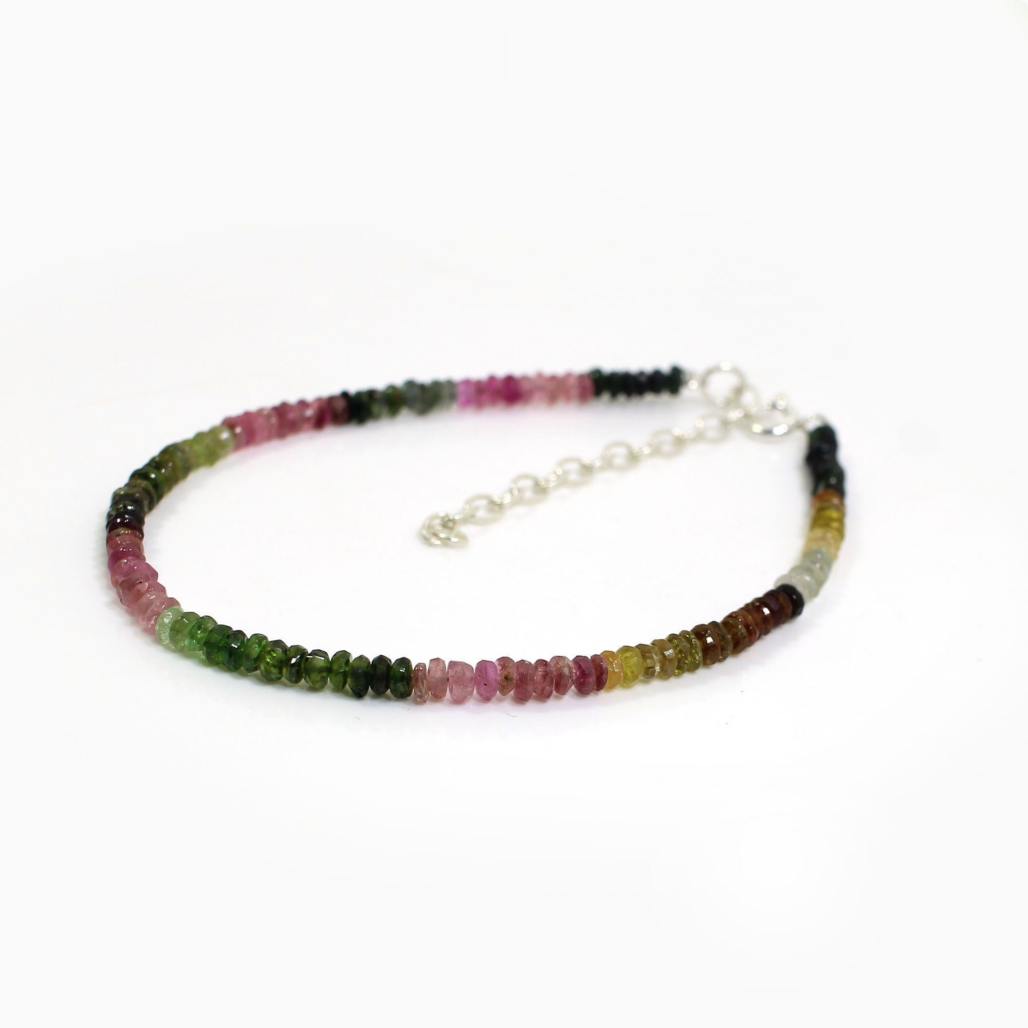 Natural Multi Tourmaline 3mm Roundel Faceted Beads 8 Inch Strand