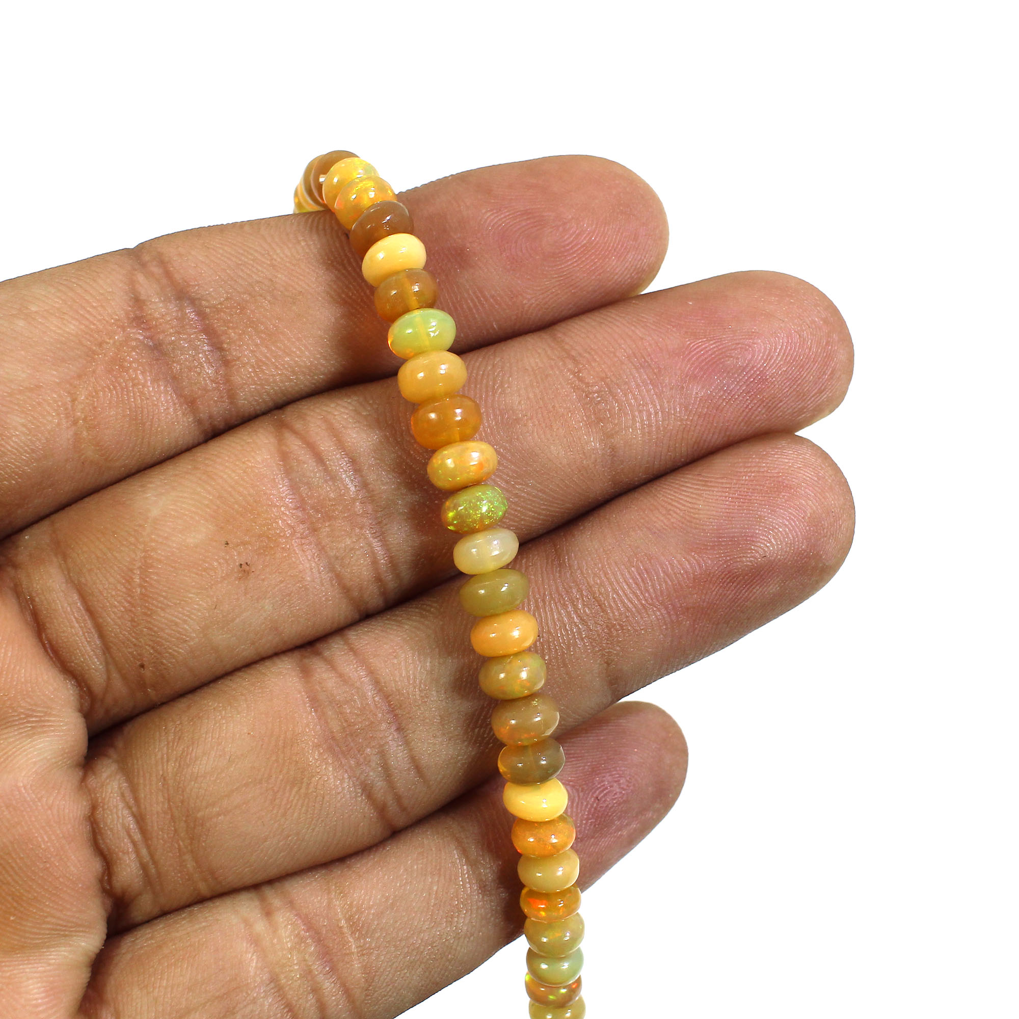 Natural Ethiopian Opal Smooth 4-6mm Roundel Shape Stone Beads