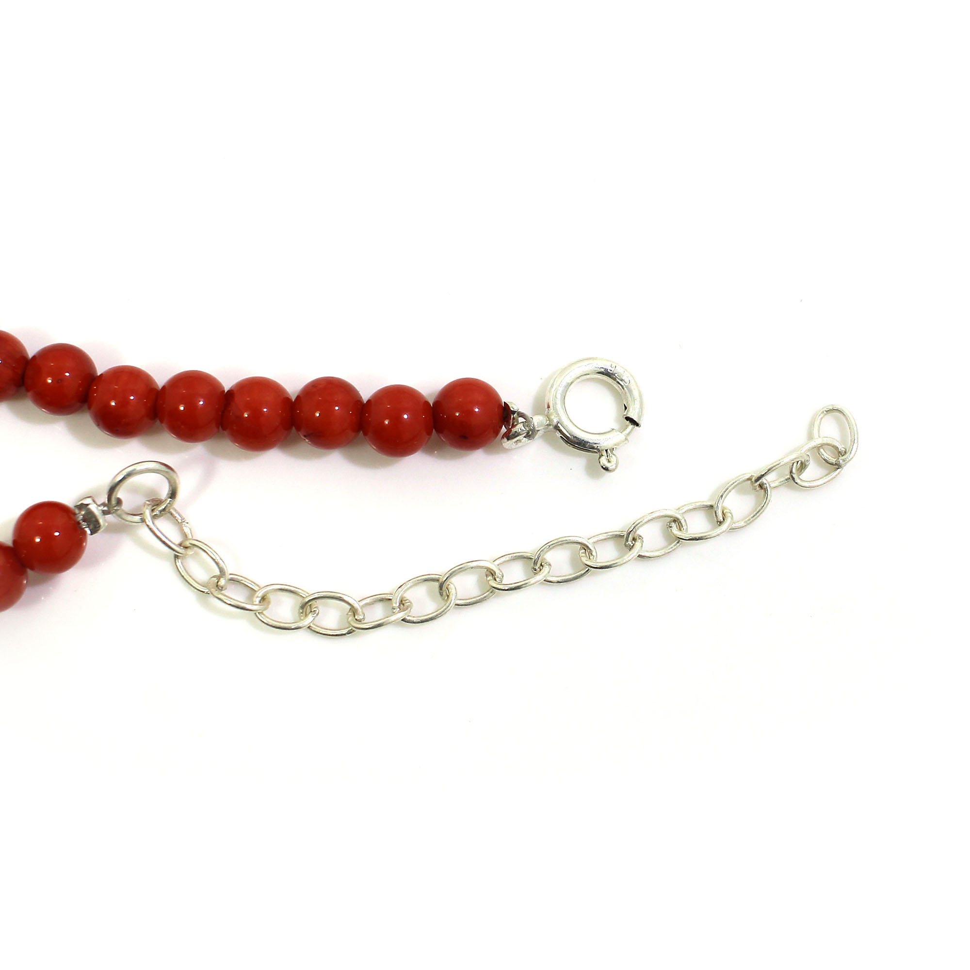 Natural Italian Coral 5mm Round Cabochon Beads 16 Inch Strand Necklace