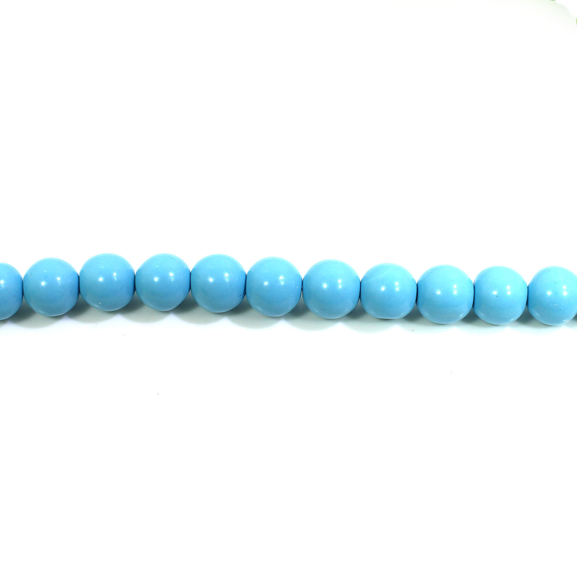 Synthetic Turquoise 7mm Round Cabochon Beads 18 Inch Strand Necklace