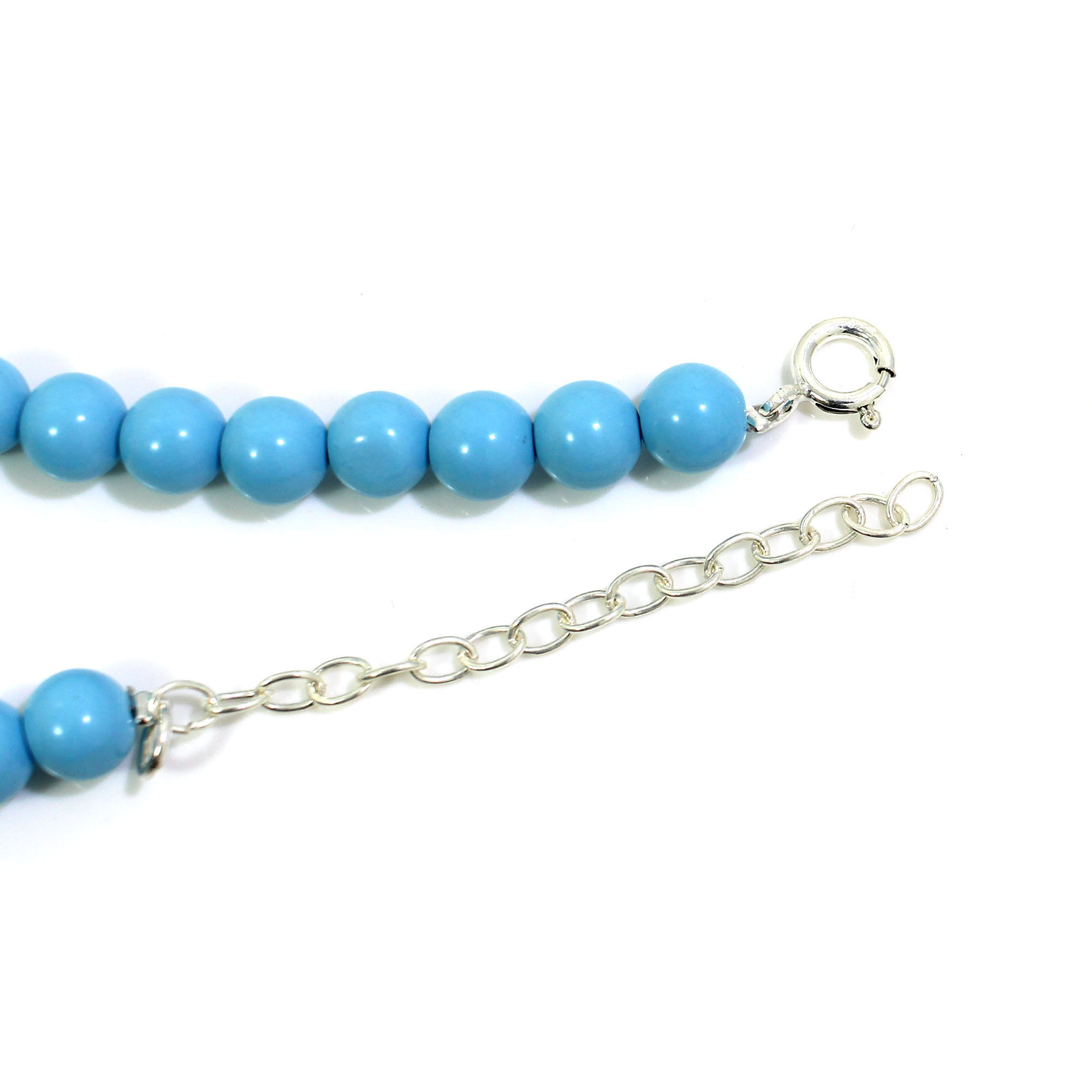 Synthetic Turquoise 7mm Round Cabochon Beads 18 Inch Strand Necklace