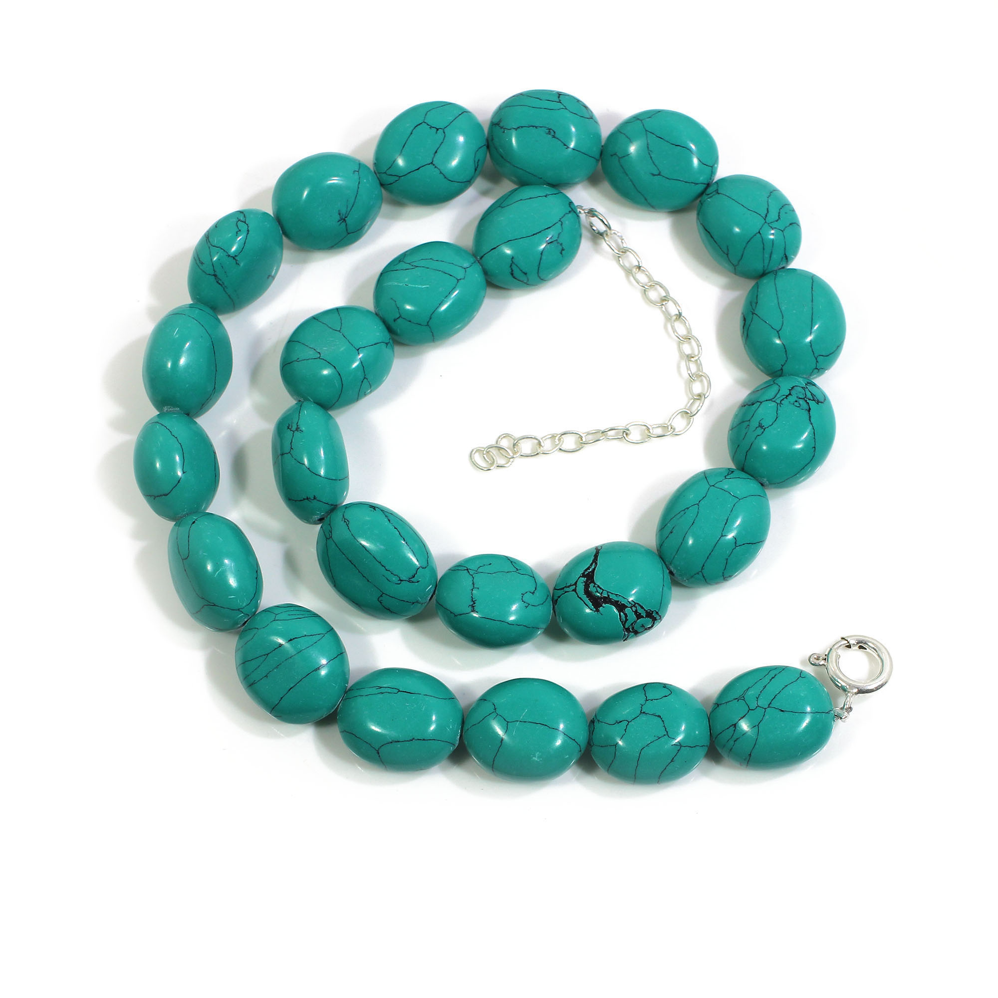 Synthetic Turquoise 17x14mm Tumble Beads 16 Inch Strand Necklace