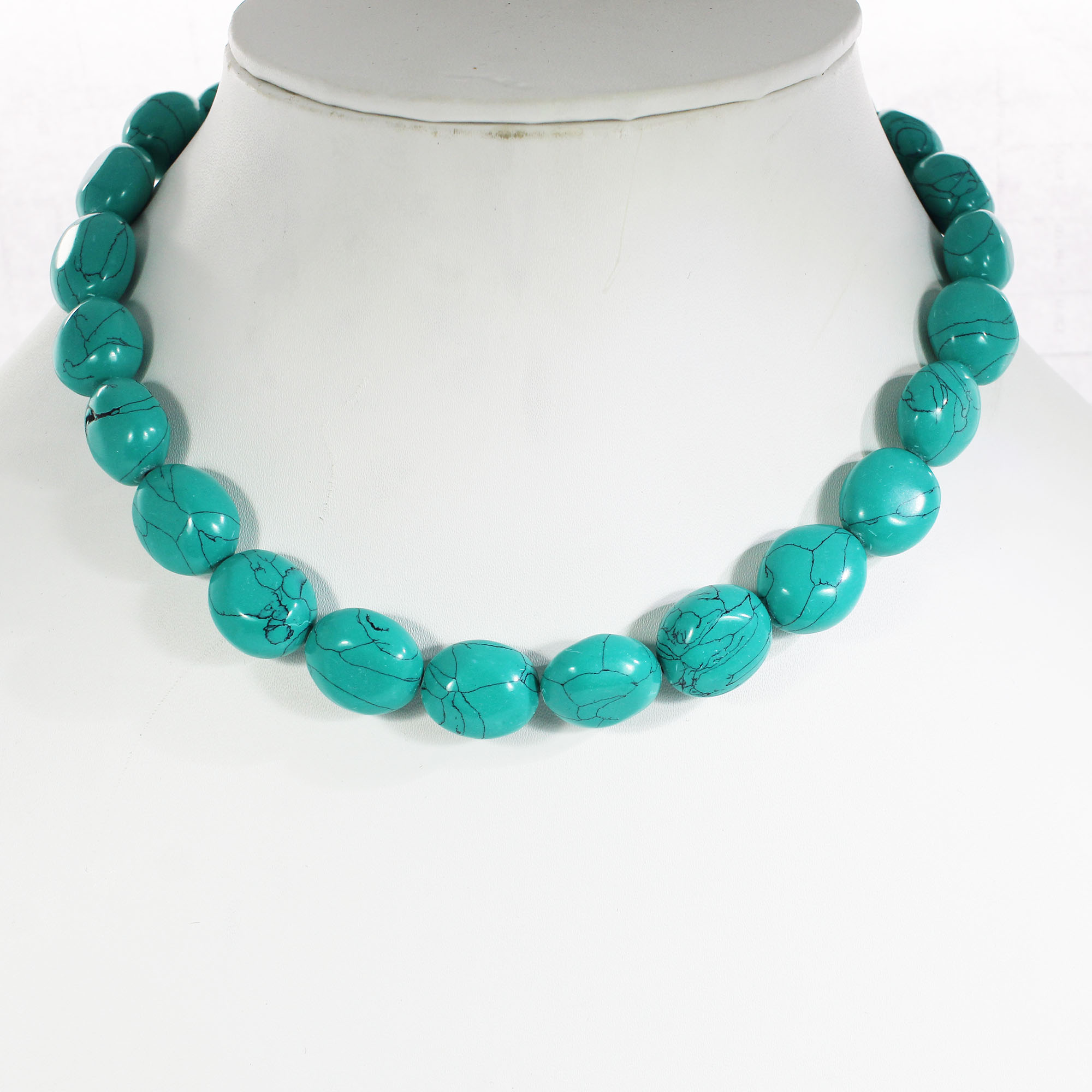 Synthetic Turquoise 17x14mm Tumble Beads 16 Inch Strand Necklace