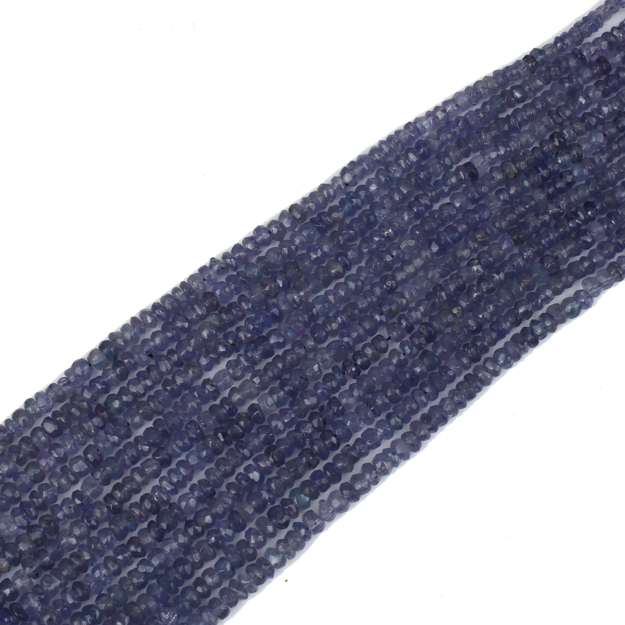 Natural Tanzanite 3mm Faceted Roundel Beads 18 Inch Per Strand Necklace 5713 Cts