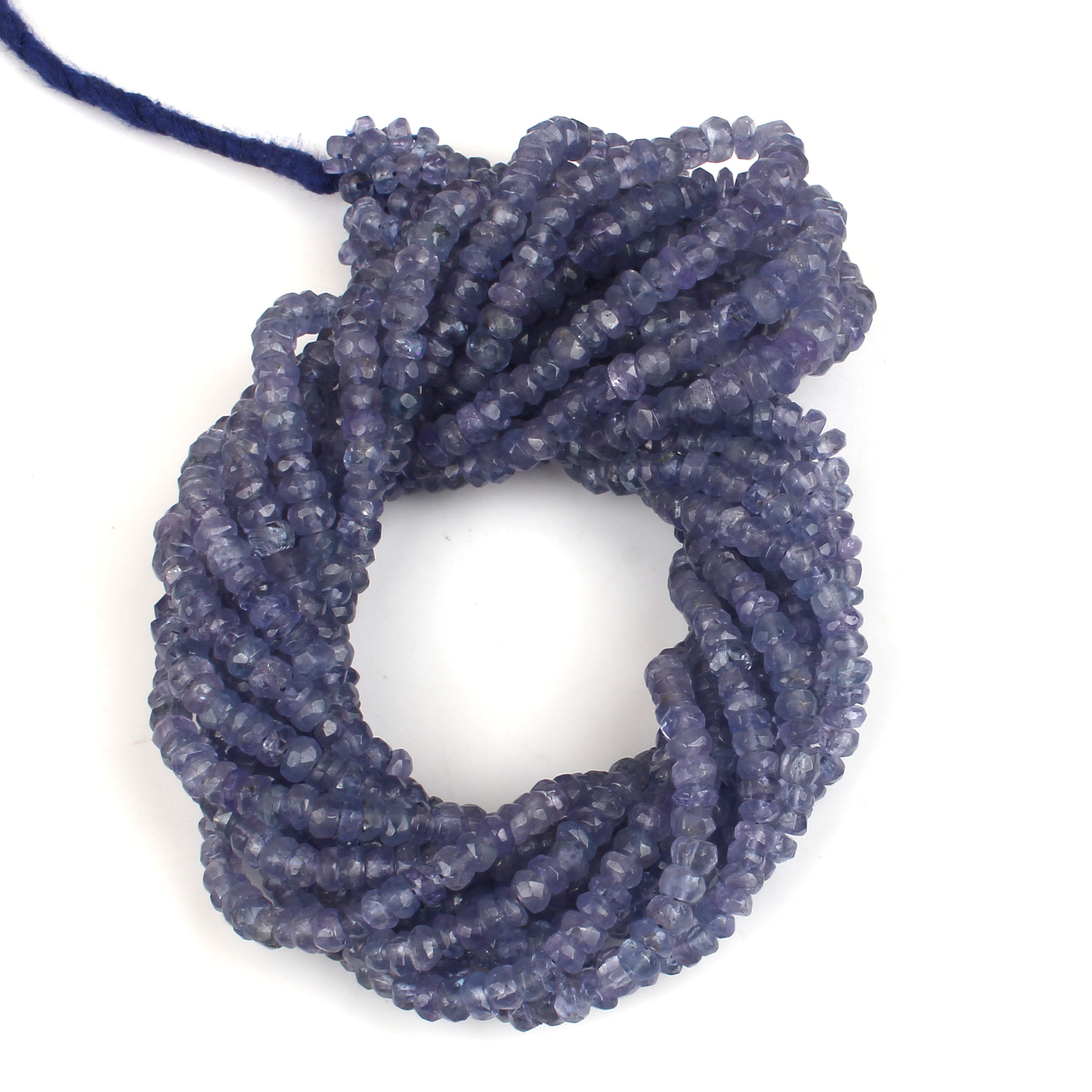 Natural Tanzanite 3mm Faceted Roundel Beads 18 Inch Per Strand Necklace 5713 Cts
