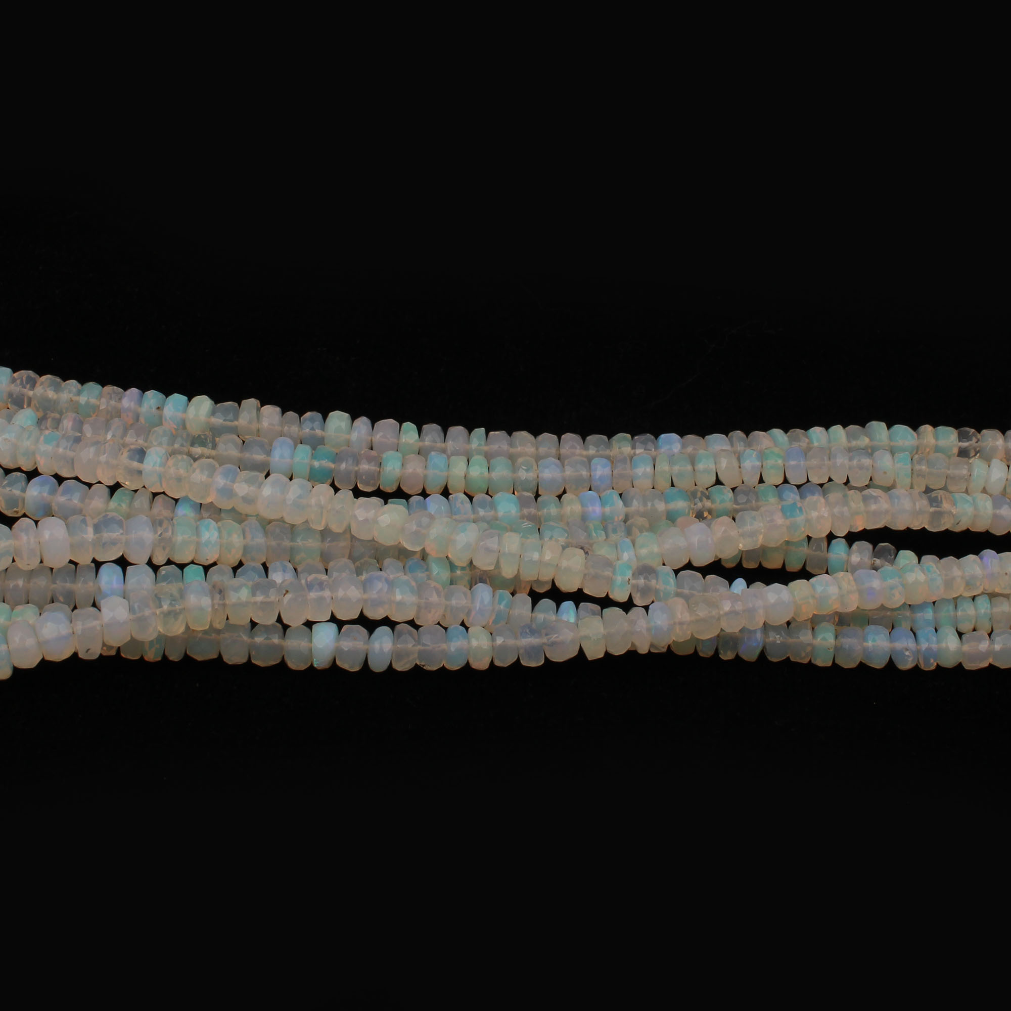 Ethiopian Opal 3-4mm Faceted Roundel Graduated Beads 16 Inch Per Strand Necklace 4540 Cts