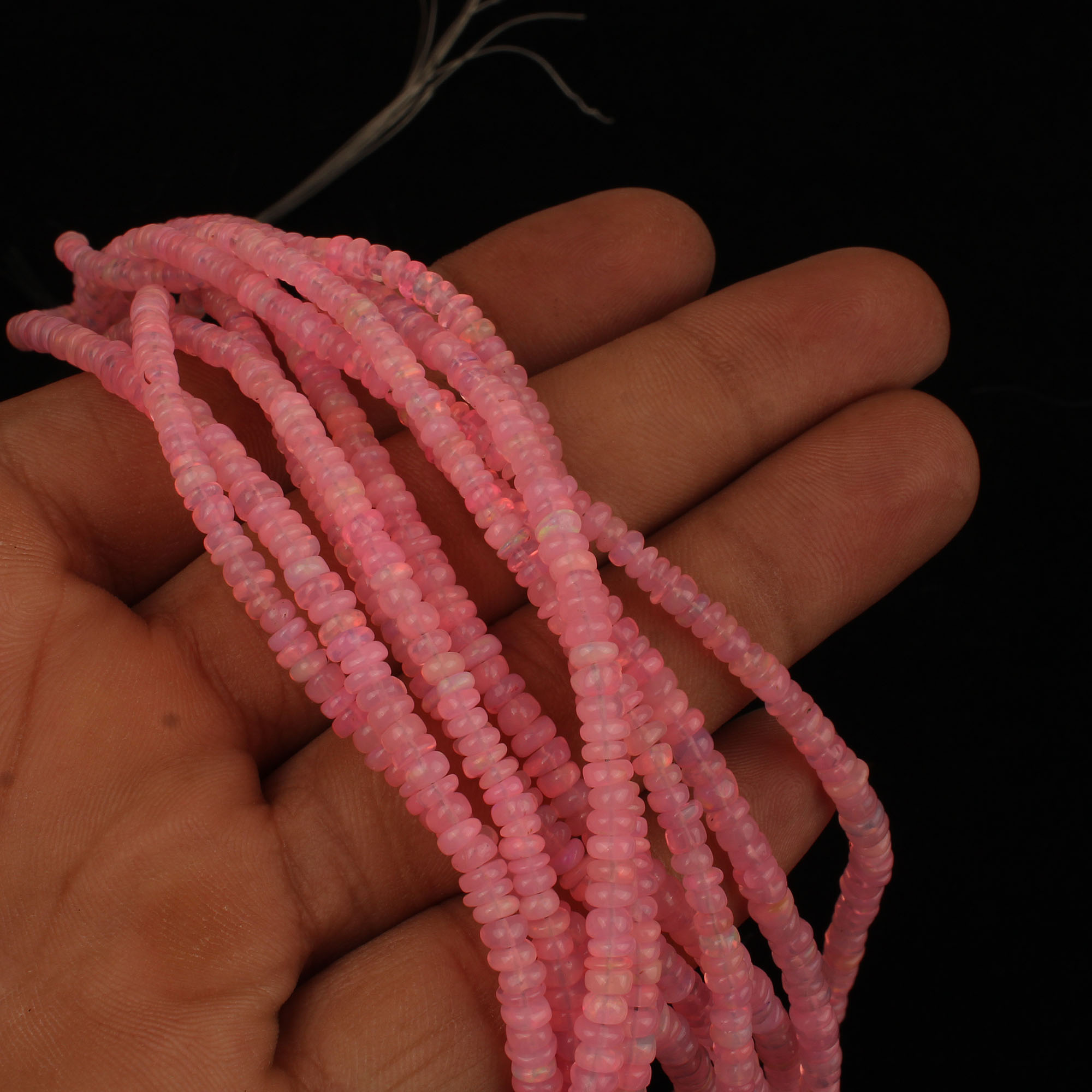 Pink Fire Opal 2-5mm Roundel Graduated Beads 16 Inch Per Strand Necklace 25 Cts