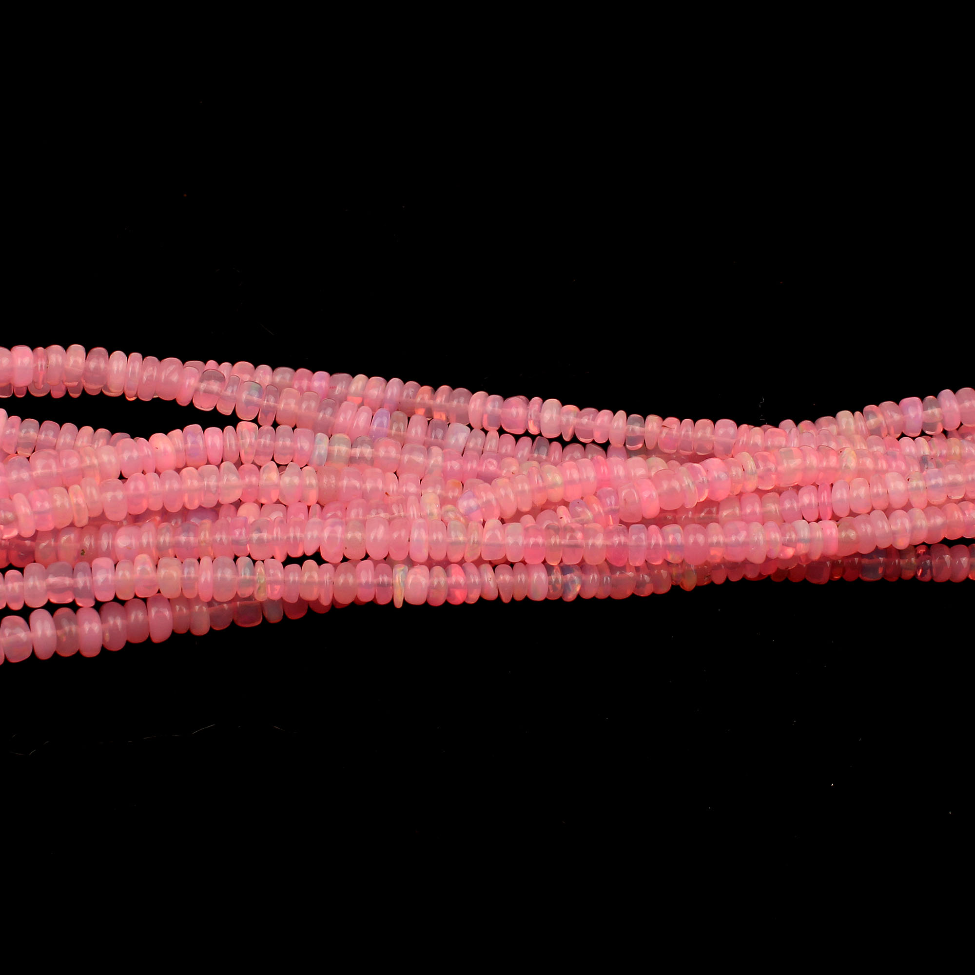 Pink Fire Opal 2-5mm Roundel Graduated Beads 16 Inch Per Strand Necklace 25 Cts