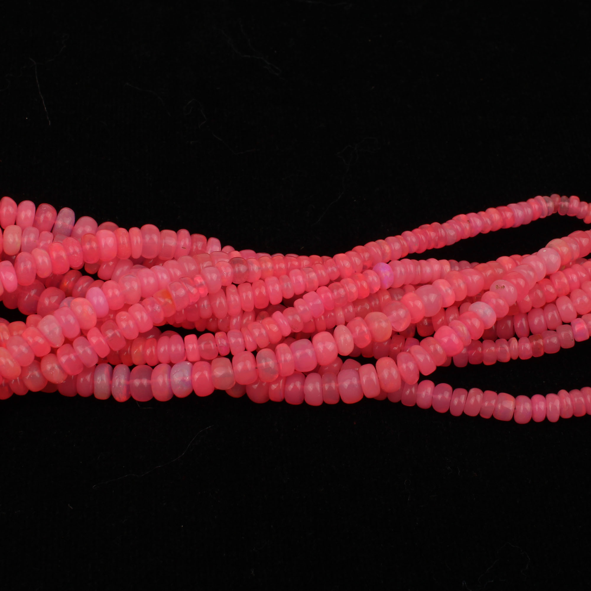 Pink Ethiopian Coated Opal 3-8mm Roundel Graduated Beads 16 Inch Strand Necklace 5214 Cts
