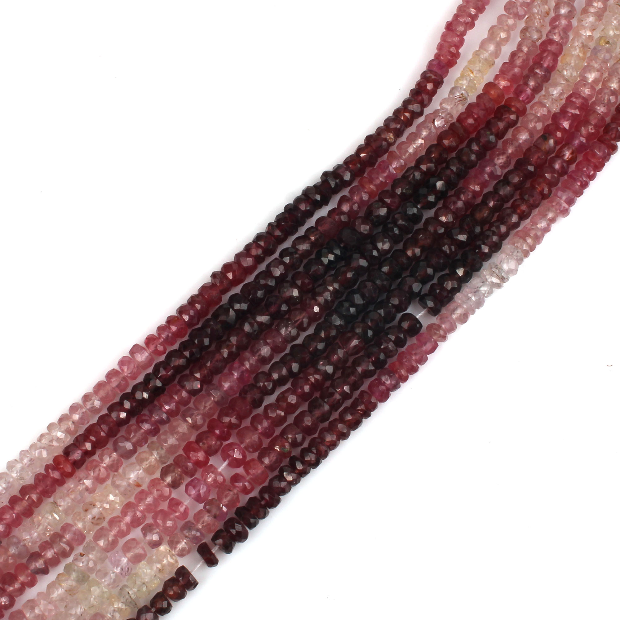 Ruby 4mm Roundel Faceted Beads 18 Inch Strand Necklace 5476 Cts