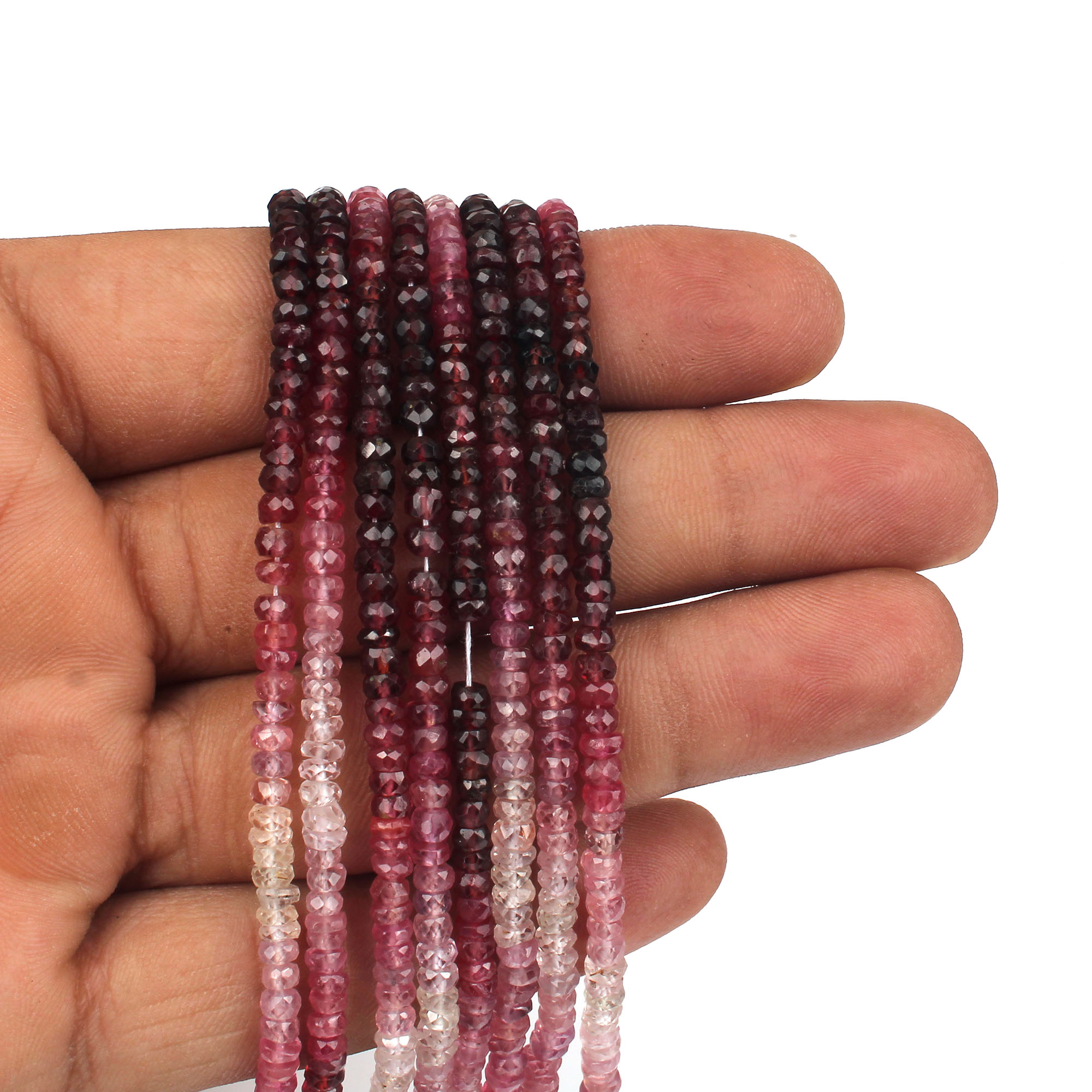 Ruby 4mm Roundel Faceted Beads 18 Inch Strand Necklace 5476 Cts